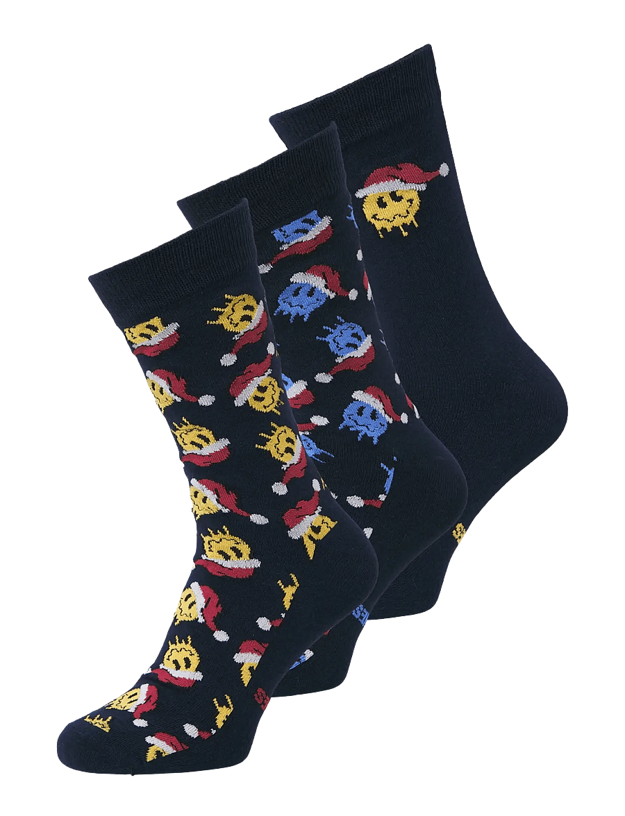 Jack & Jones - JACXMAS SMILEY SOCKS 3 PACK JNR - strømper - outer space - 0