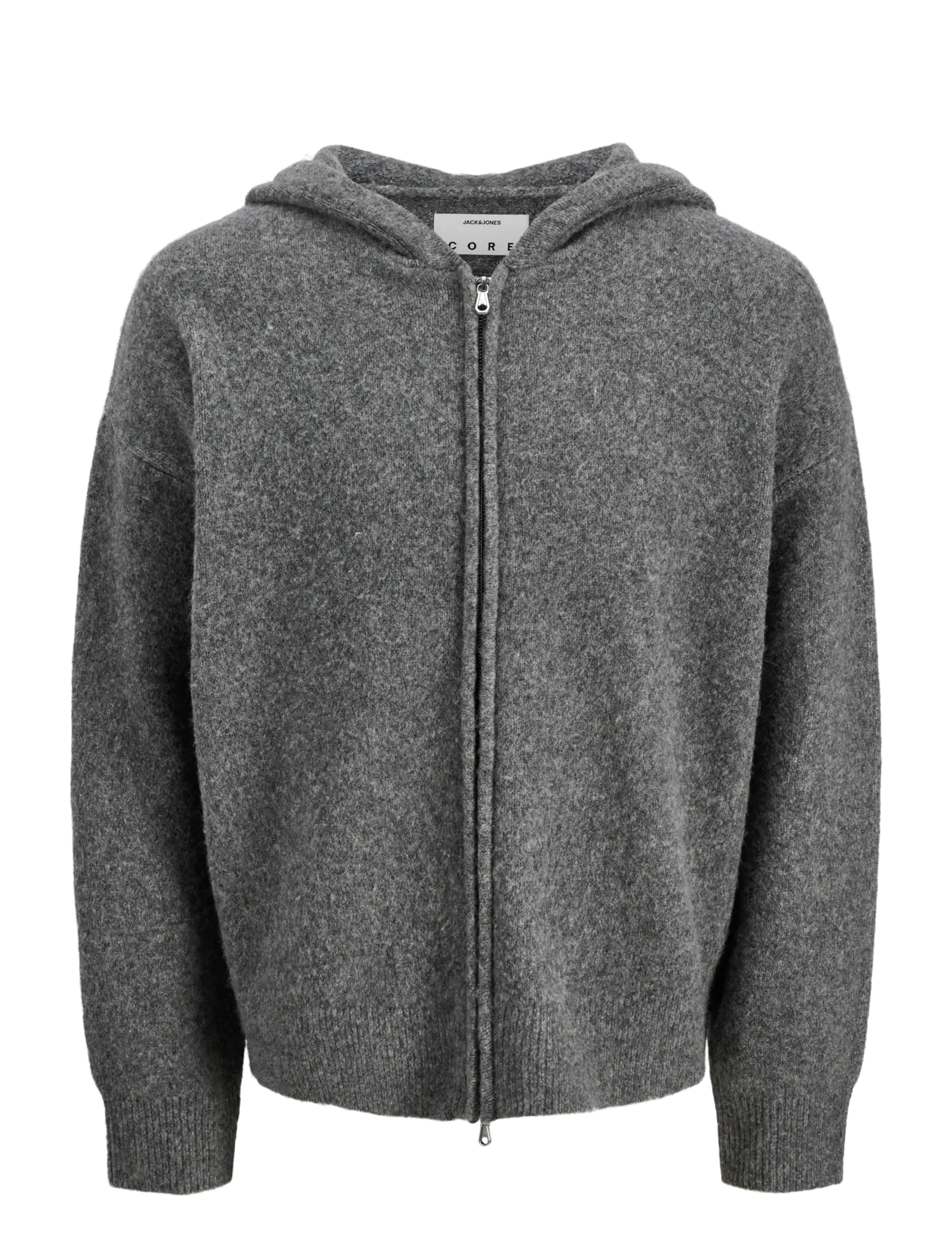 Jack & Jones JCOGRAVITY KNIT ZIP HOODIE JNR - Sweatshirts & Huvtröjor - DARK GREY MELANGE / grey