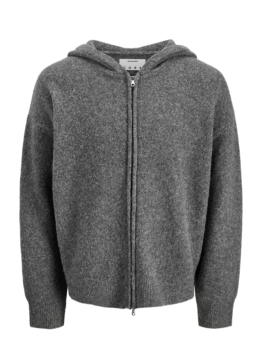 Jack & Jones - JCOGRAVITY KNIT ZIP HOODIE JNR - dark grey melange - 0