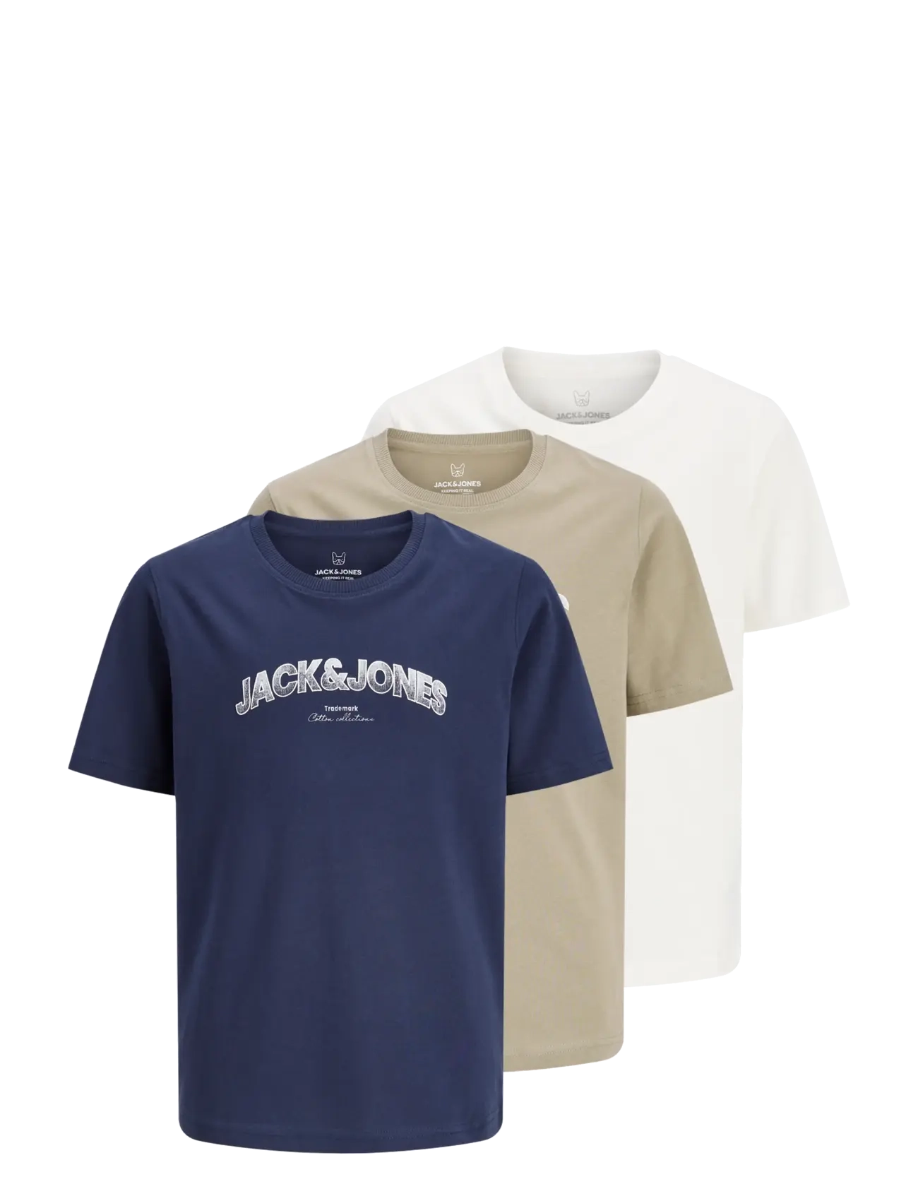 Jack & Jones JJAVERY TEE SS CREW NECK 3PK MP JNR - Teens 140-176 - CLOUD DANCER / cream
