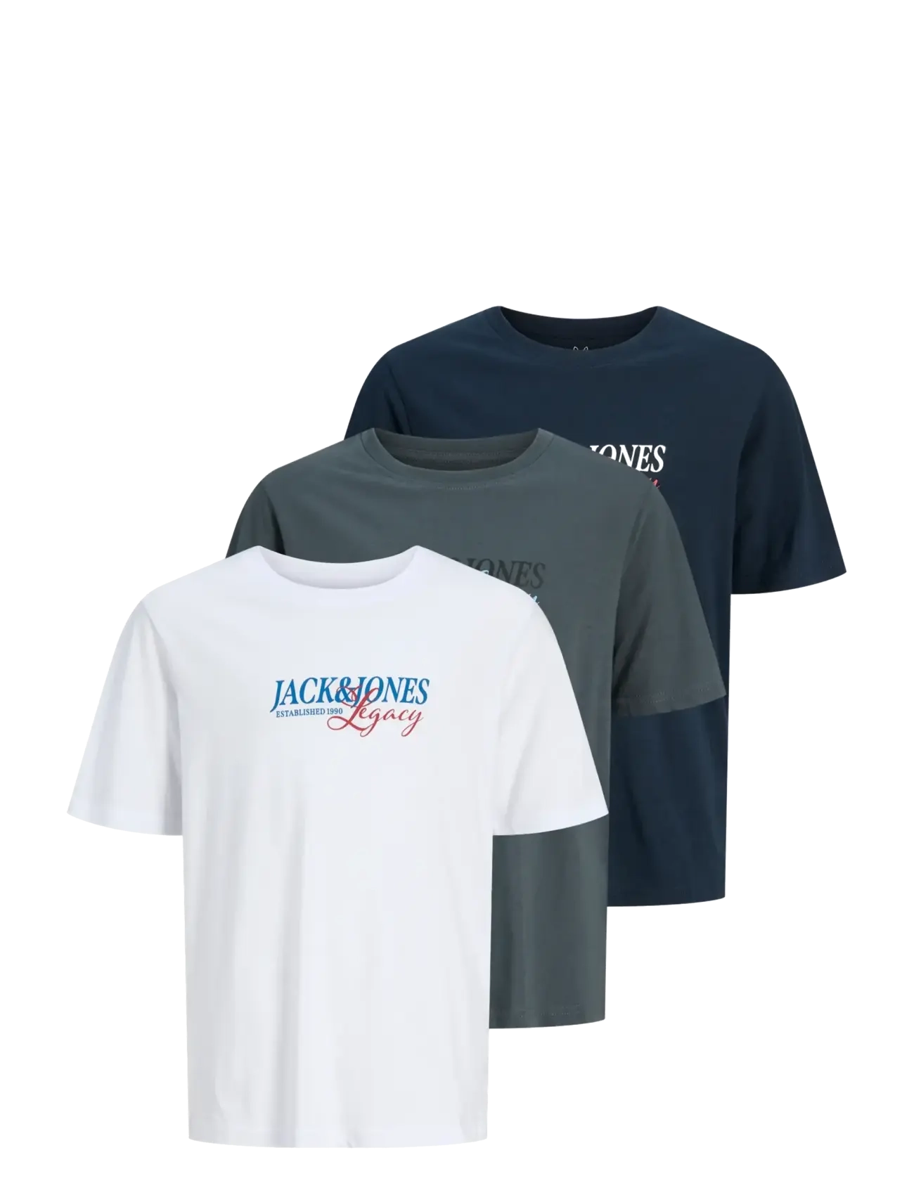 Jack & Jones JJJADE TEE SS CREW NECK 3PK MP JNR - Kleidung - TURBULENCE / grey