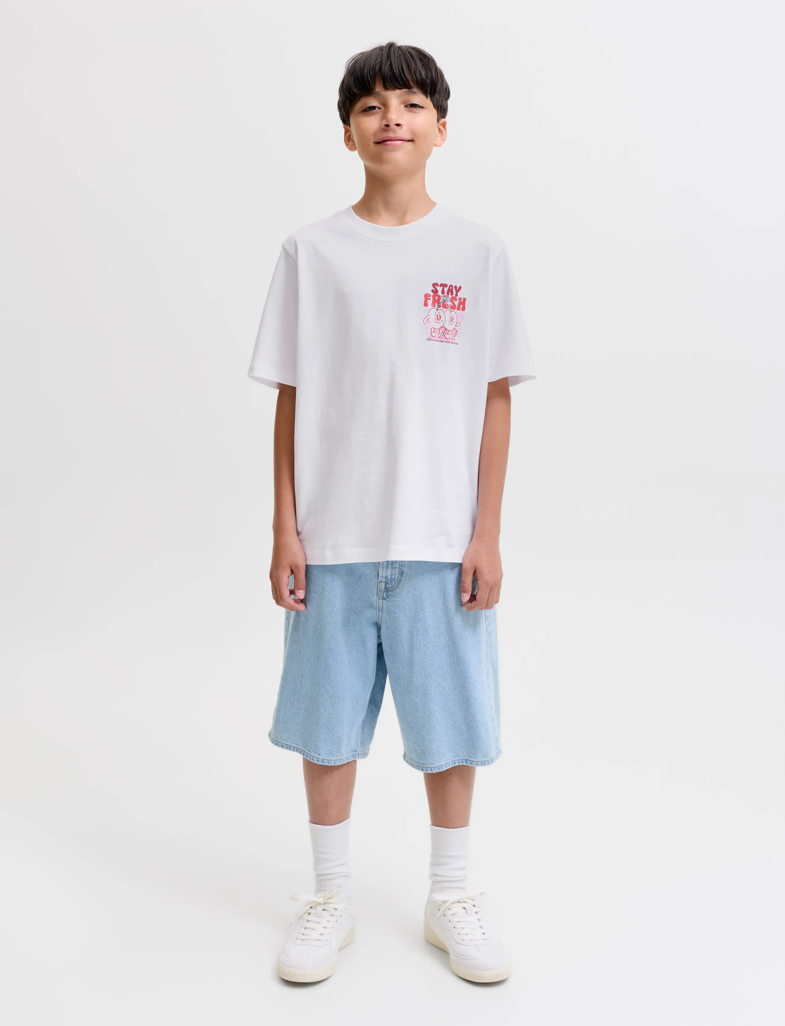 Jack & Jones - JORCARTOON GRAPHIC TEE SS CN TG JNR - lühikeste varrukatega t-särgid - bright white - 4