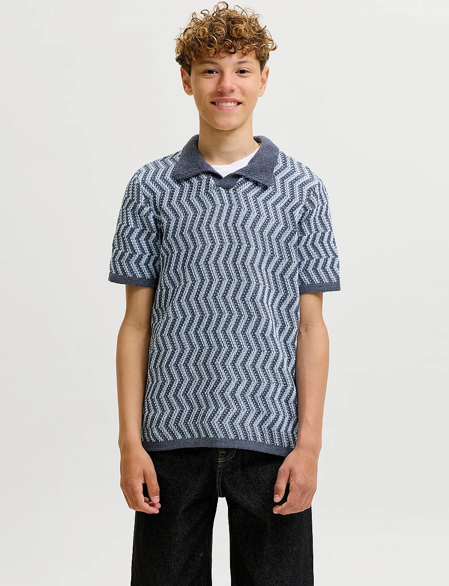 Jack & Jones - JORAIDEN KNIT SPLIT NECK POLO STYD JNR - lühikeste varrukatega polod - odyssey gray - 0