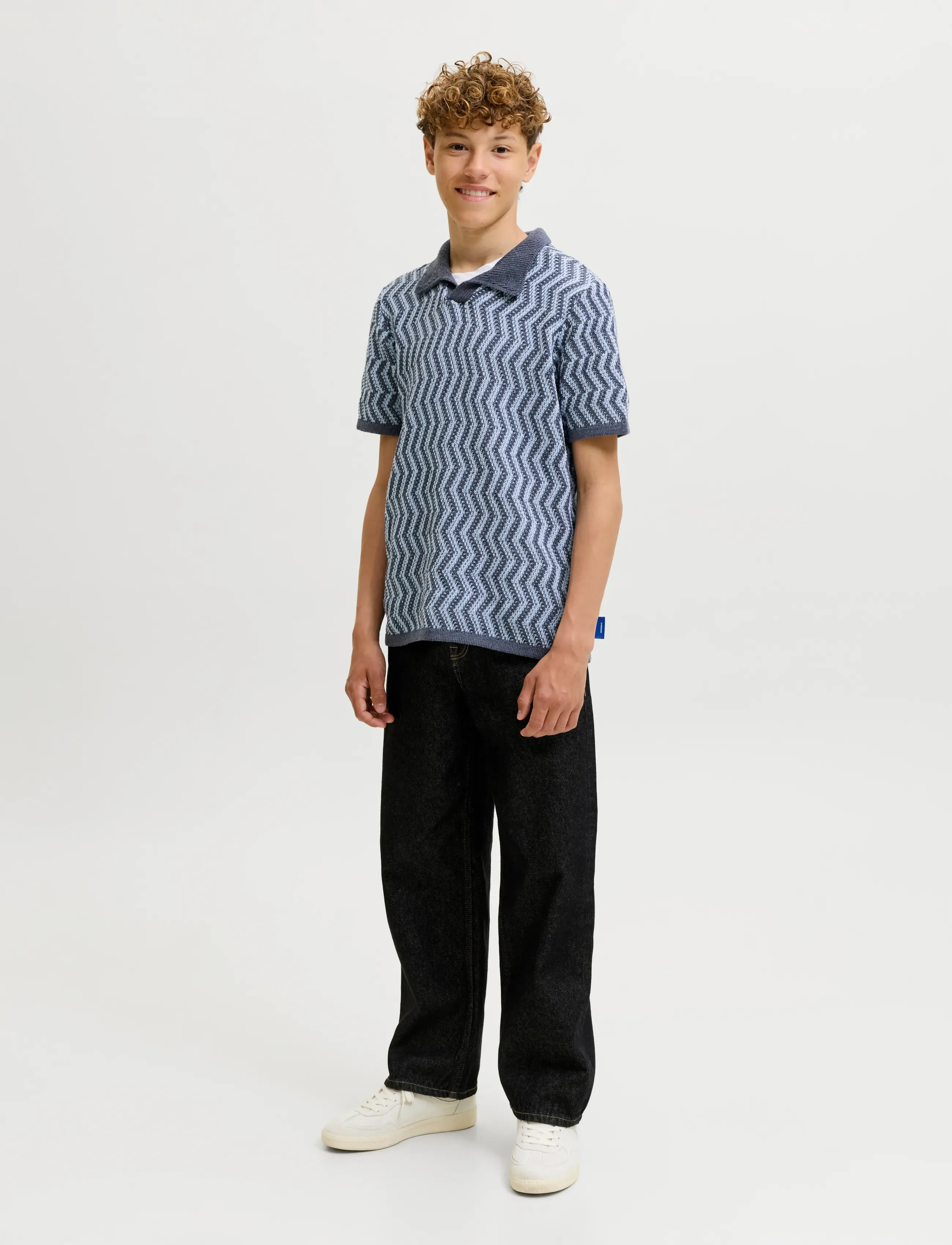 Jack & Jones - JORAIDEN KNIT SPLIT NECK POLO STYD JNR - kortærmede poloer - odyssey gray - 4