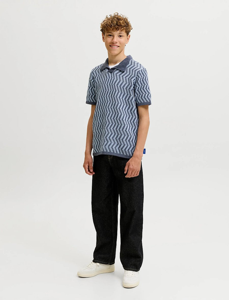 Jack & Jones - JORAIDEN KNIT SPLIT NECK POLO STYD JNR - lühikeste varrukatega polod - odyssey gray - 4