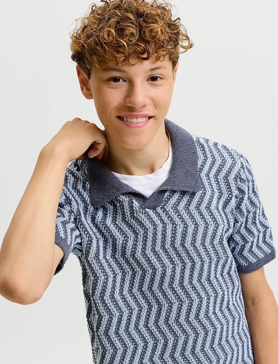 Jack & Jones - JORAIDEN KNIT SPLIT NECK POLO STYD JNR - lühikeste varrukatega polod - odyssey gray - 5