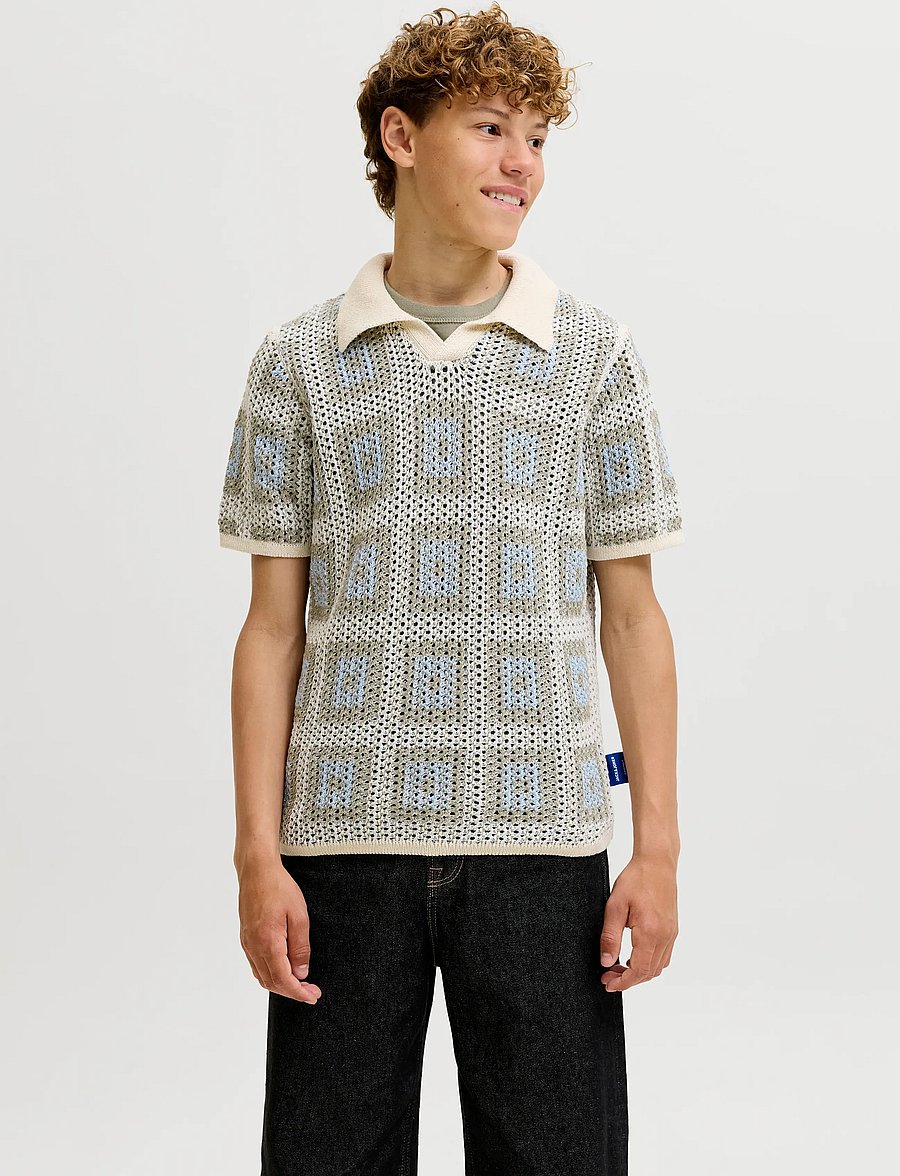Jack & Jones - JORAIDEN KNIT SPLIT NECK POLO STYD JNR - lühikeste varrukatega polod - sea salt - 0