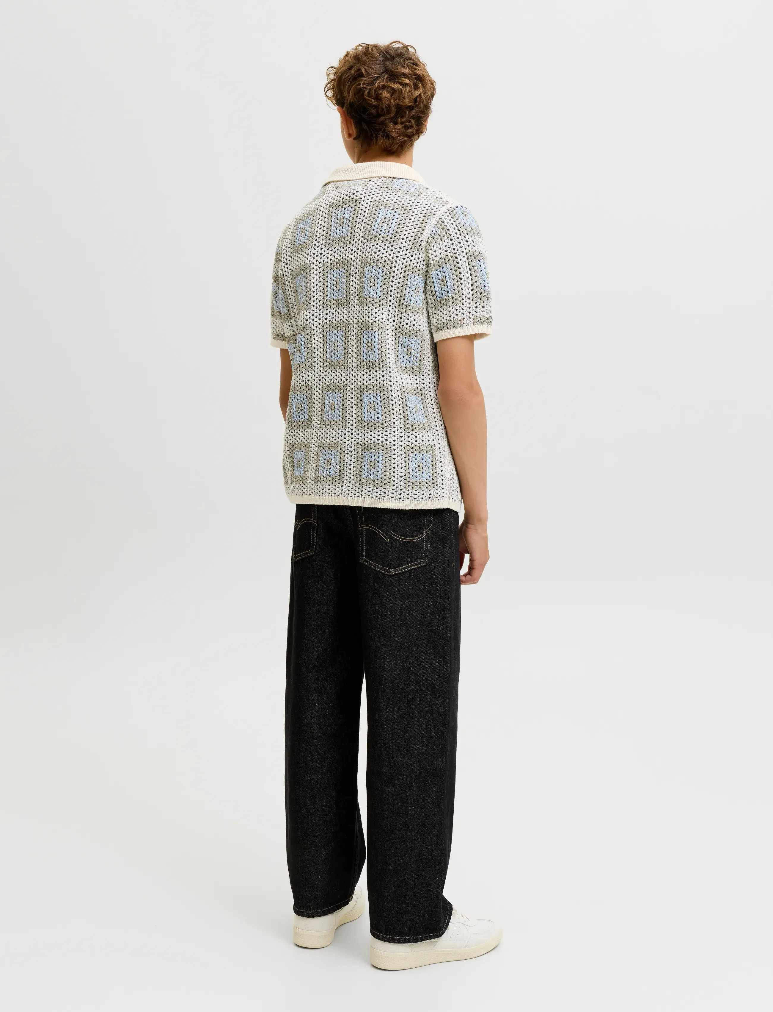 Jack & Jones - JORAIDEN KNIT SPLIT NECK POLO STYD JNR - kortærmede poloer - sea salt - 3