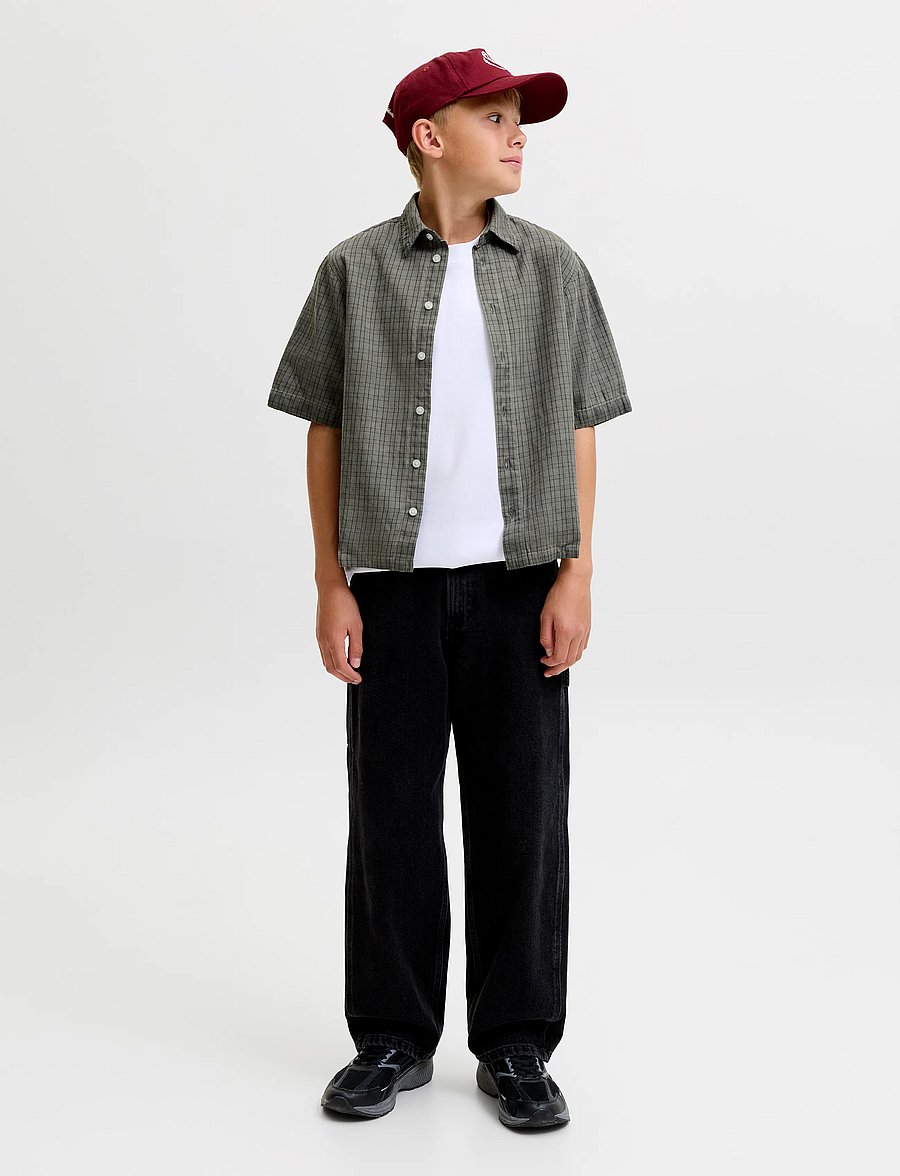 Jack & Jones - JCOOVERDYED SHIRT SS STYD SS26 JNR - kortärmade skjortor - vapor blue - 4
