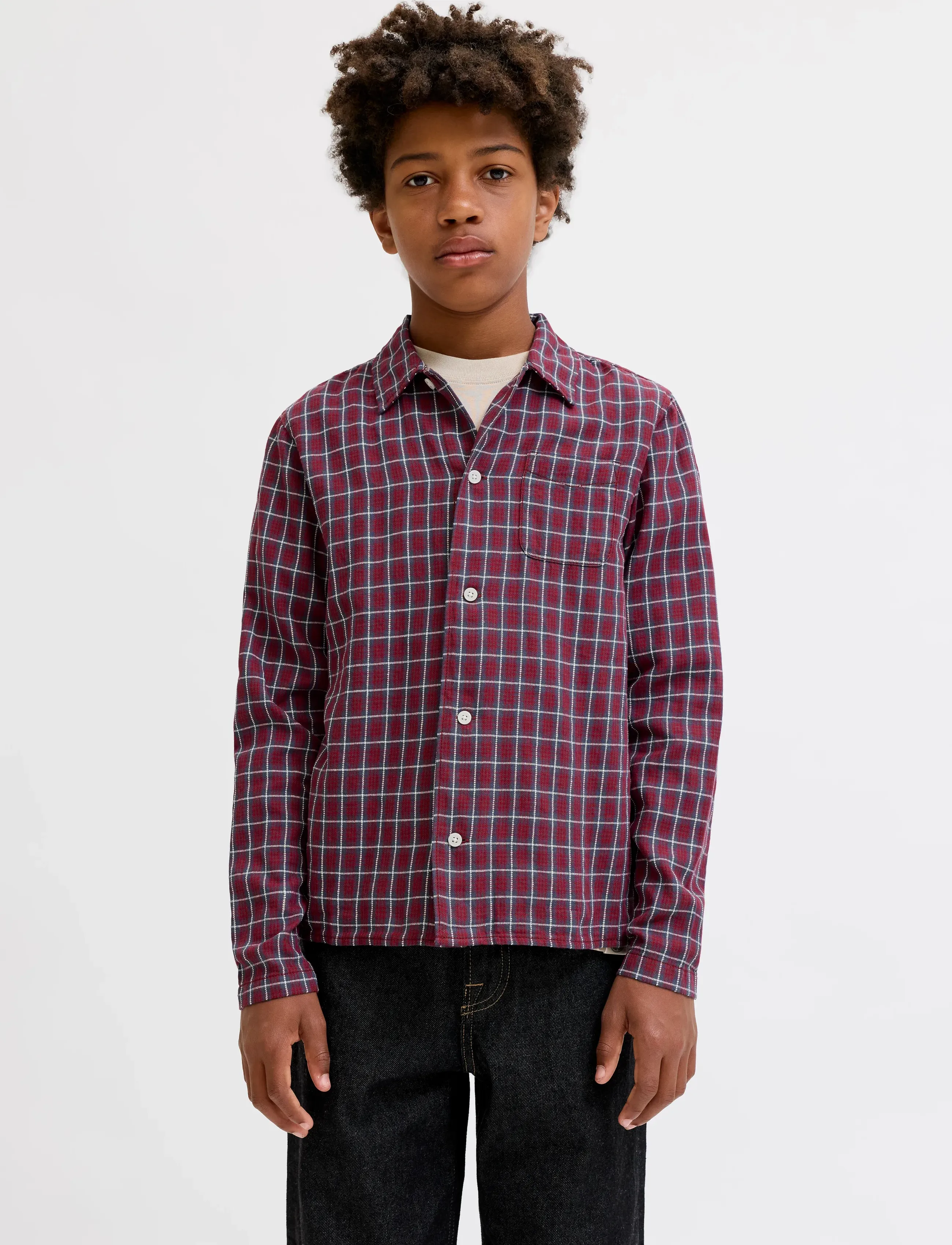 Jack & Jones JORSAVONA AUSTIN DOBBY SHIRT LS STYD JNR - Skjorter - TIBETAN RED / burgundy
