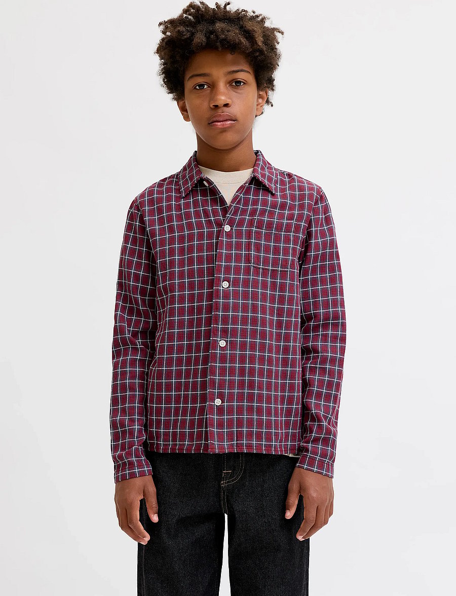 Jack & Jones - JORSAVONA AUSTIN DOBBY SHIRT LS STYD JNR - langærmede skjorter - tibetan red - 0
