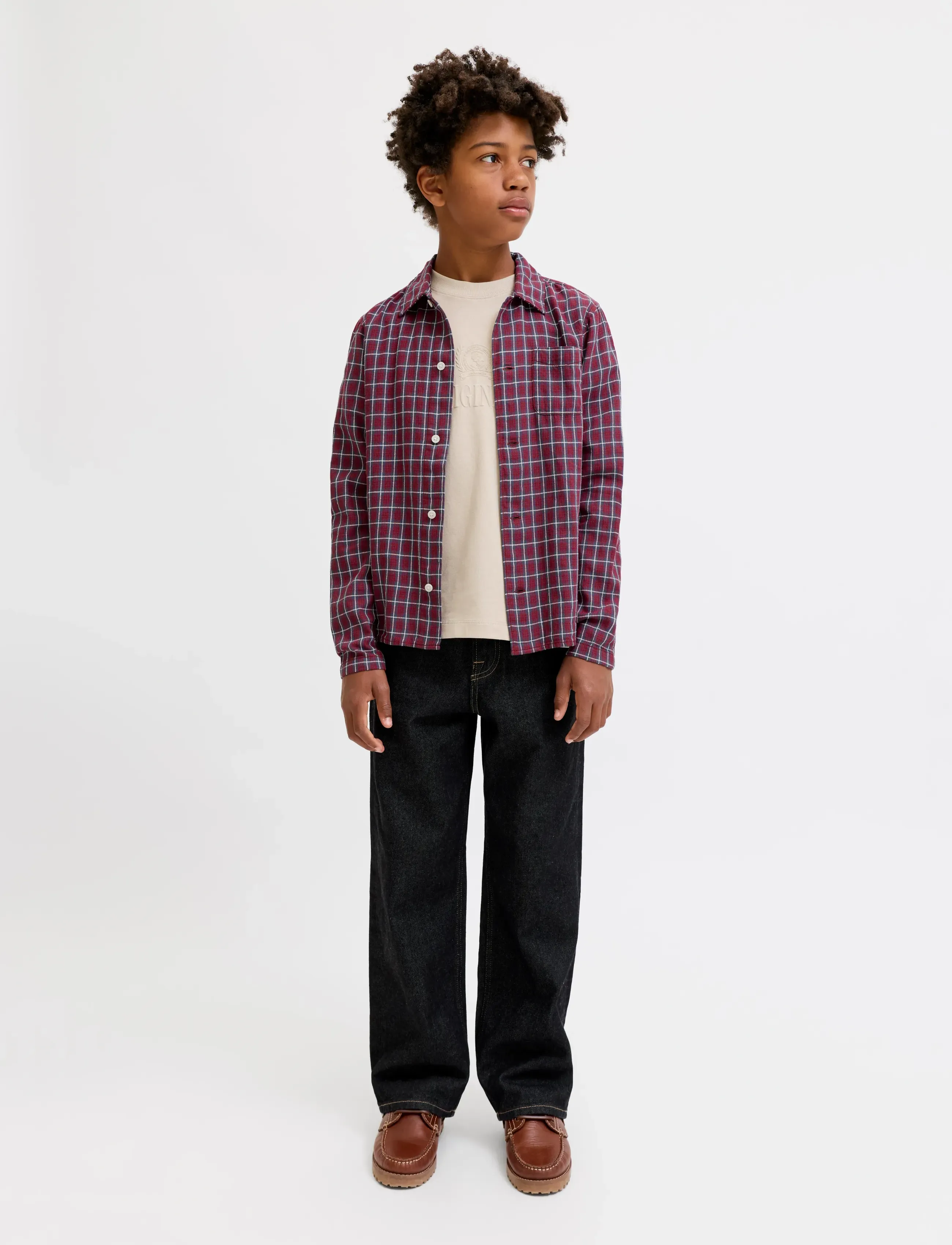 Jack & Jones - JORSAVONA AUSTIN DOBBY SHIRT LS STYD JNR - langærmede skjorter - tibetan red - 4