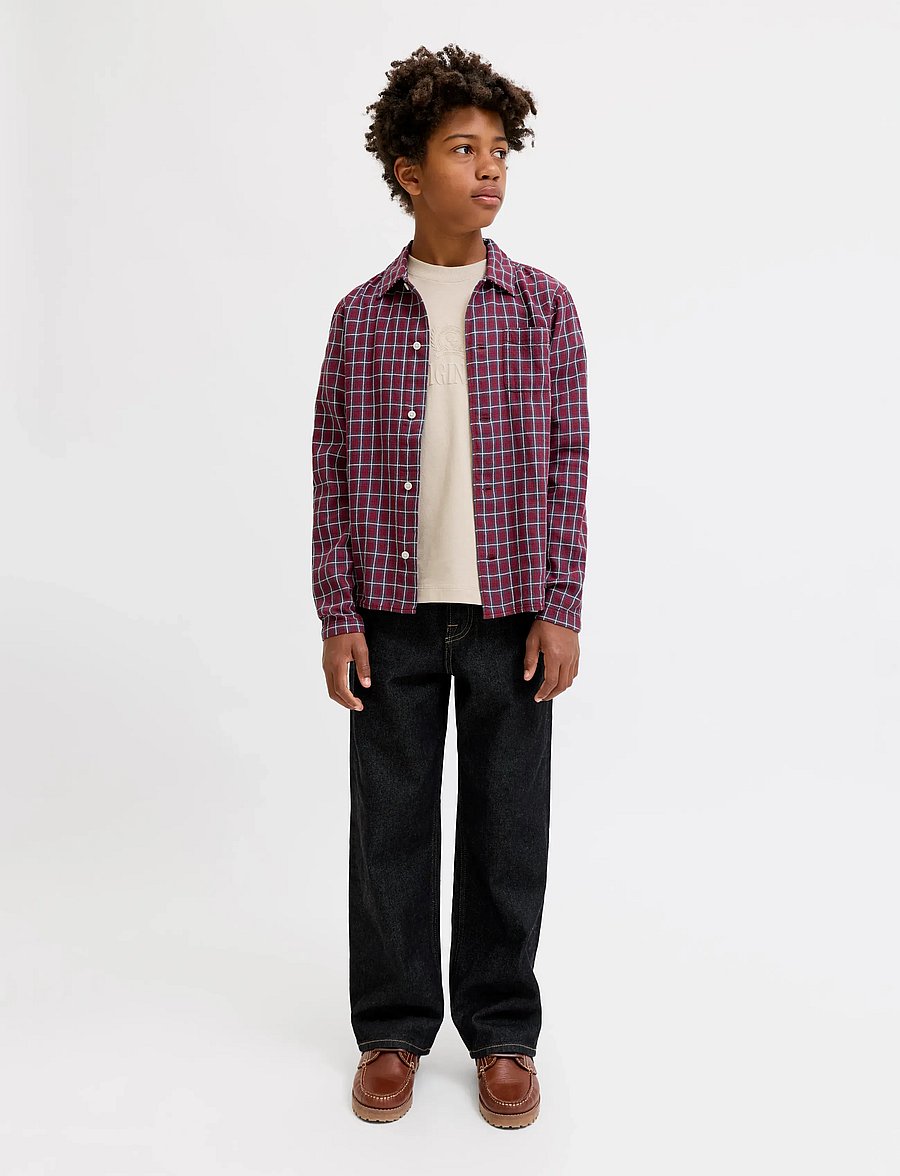 Jack & Jones - JORSAVONA AUSTIN DOBBY SHIRT LS STYD JNR - langærmede skjorter - tibetan red - 4