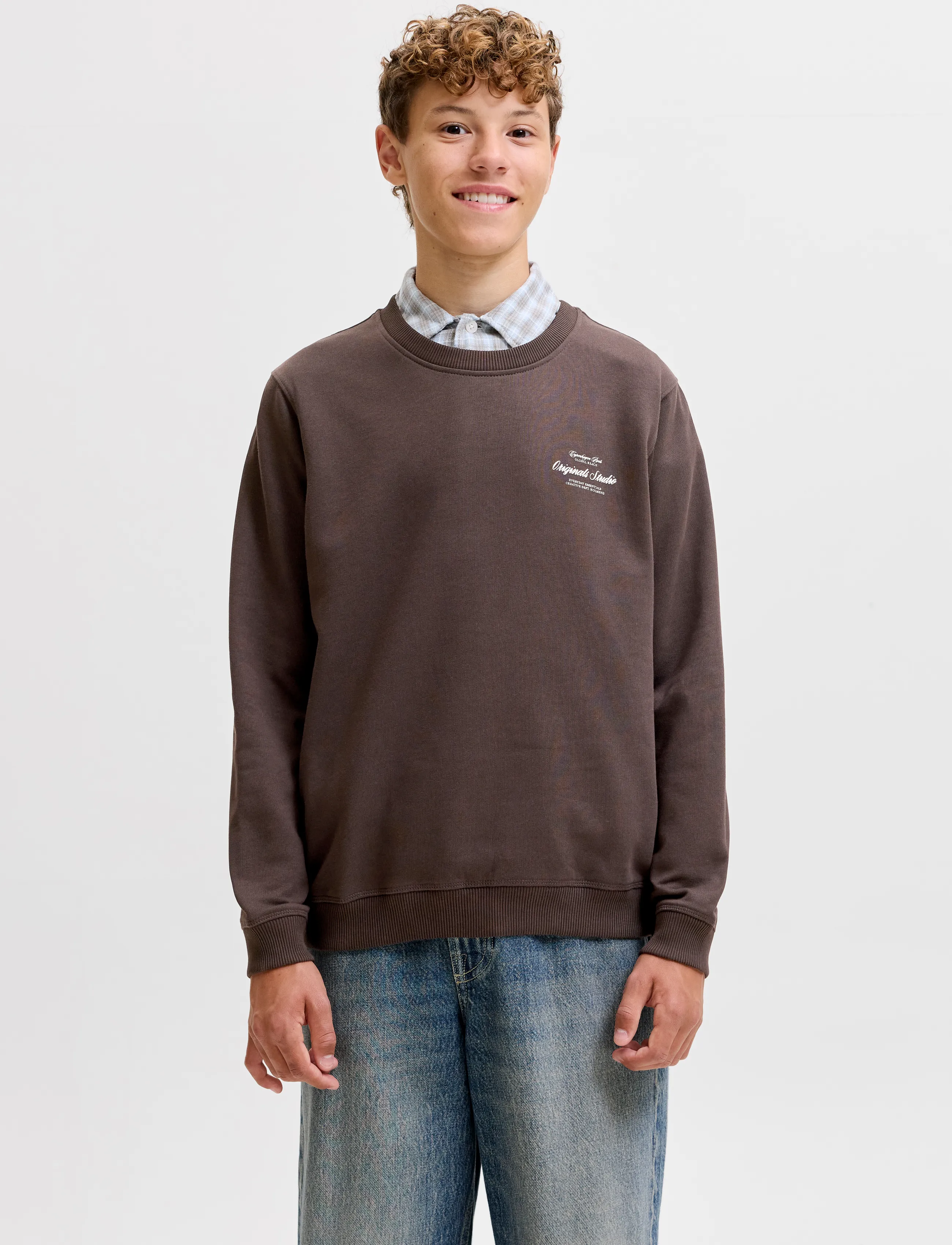 Jack & Jones JORNORREBRO TYPO BACK SWEAT CN JNR - Sweatshirts - JAVA / brown