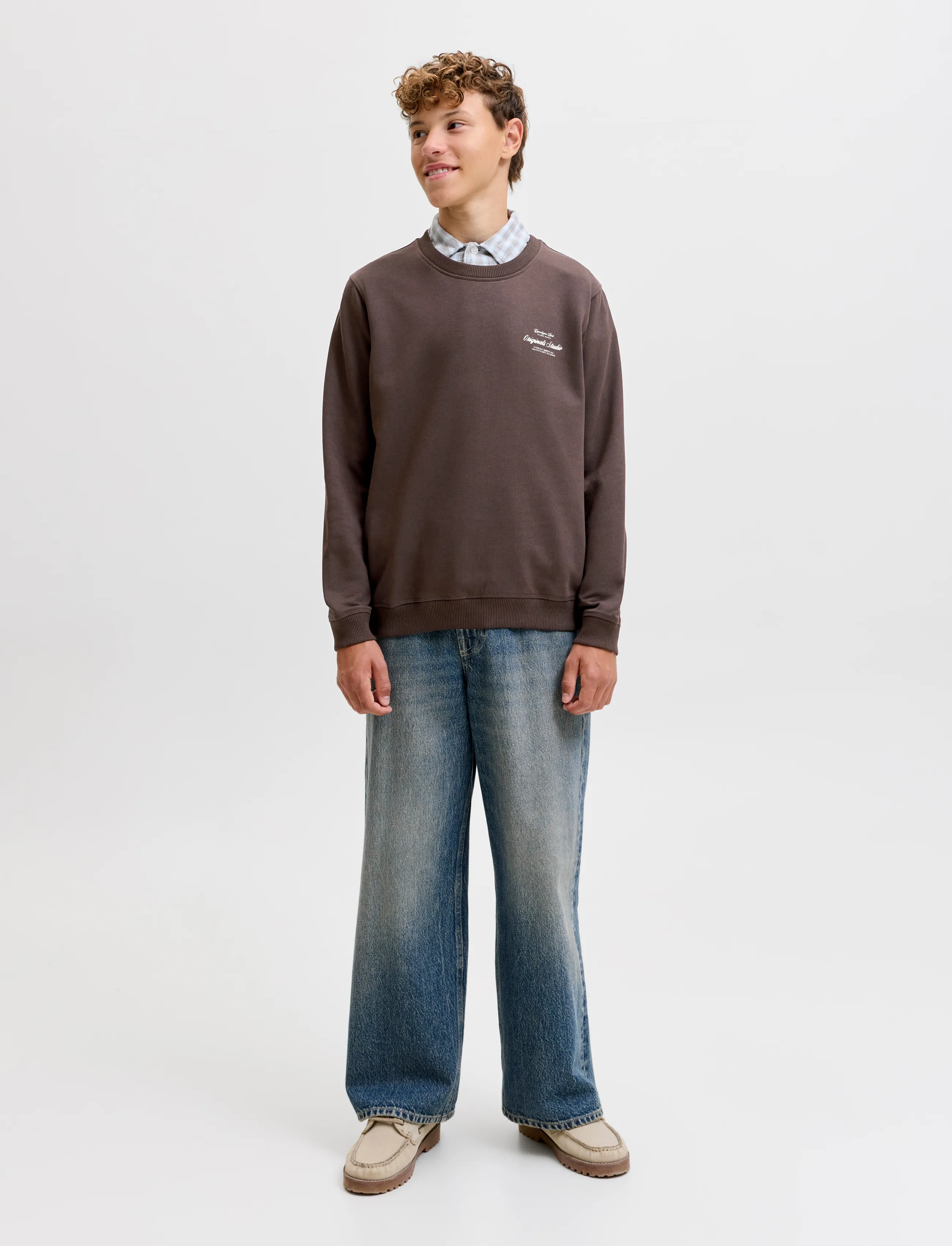 Jack & Jones - JORNORREBRO TYPO BACK SWEAT CN JNR - dressipluusid - java - 4