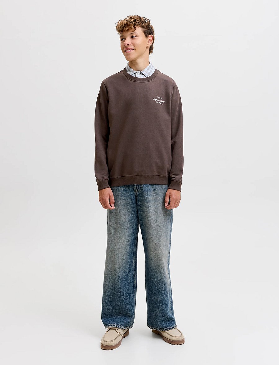 Jack & Jones - JORNORREBRO TYPO BACK SWEAT CN JNR - dressipluusid - java - 4