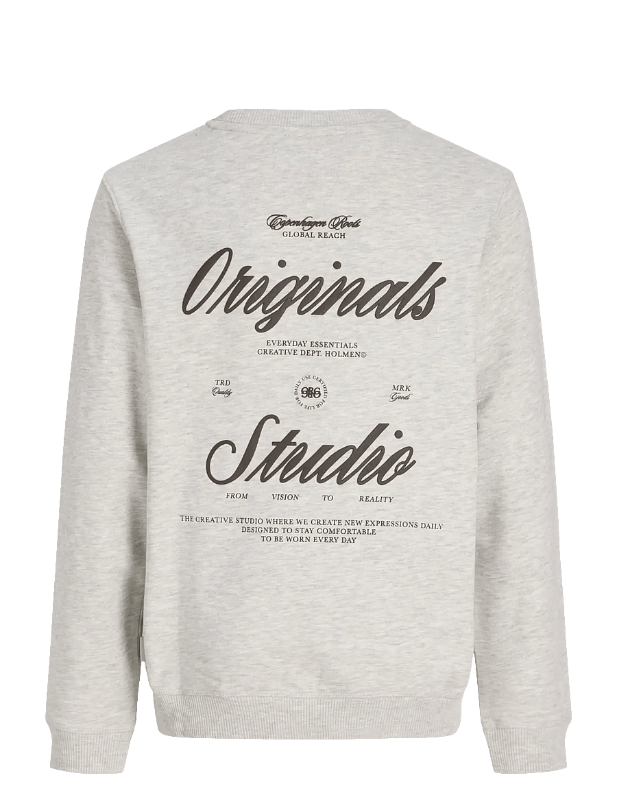 Jack & Jones - JORNORREBRO TYPO BACK SWEAT CN JNR - dressipluusid - white melange - 2