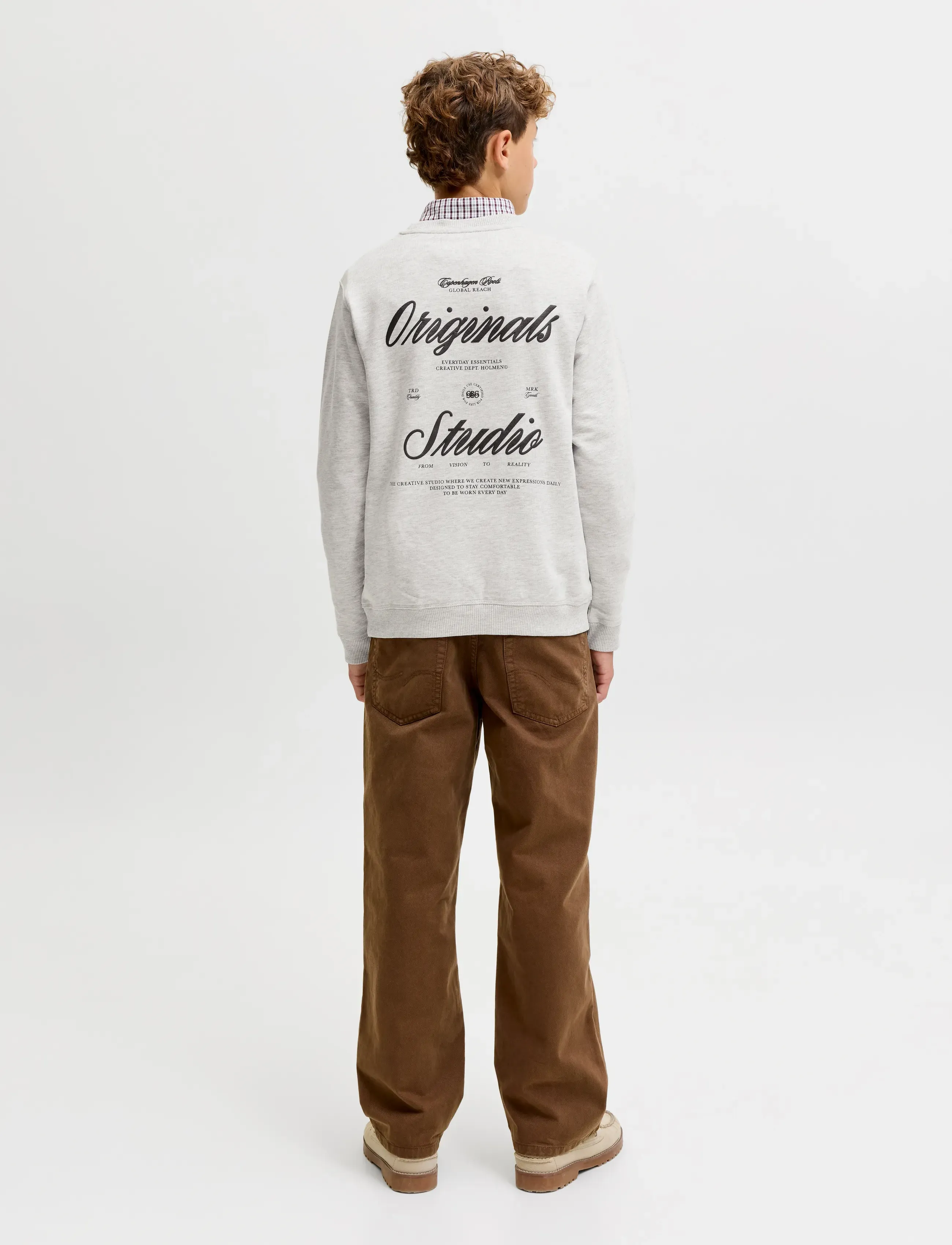 Jack & Jones - JORNORREBRO TYPO BACK SWEAT CN JNR - dressipluusid - white melange - 3