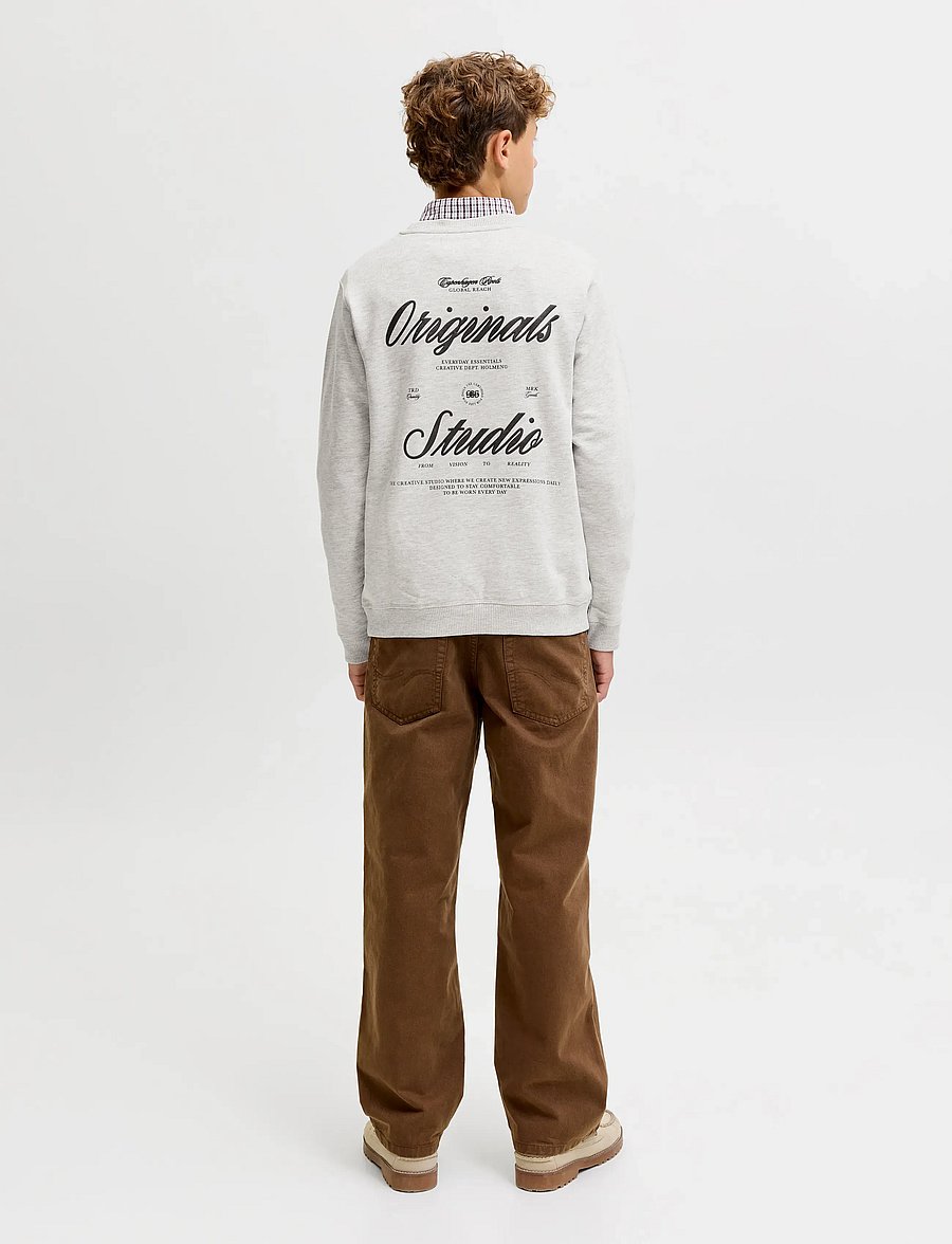 Jack & Jones - JORNORREBRO TYPO BACK SWEAT CN JNR - dressipluusid - white melange - 3