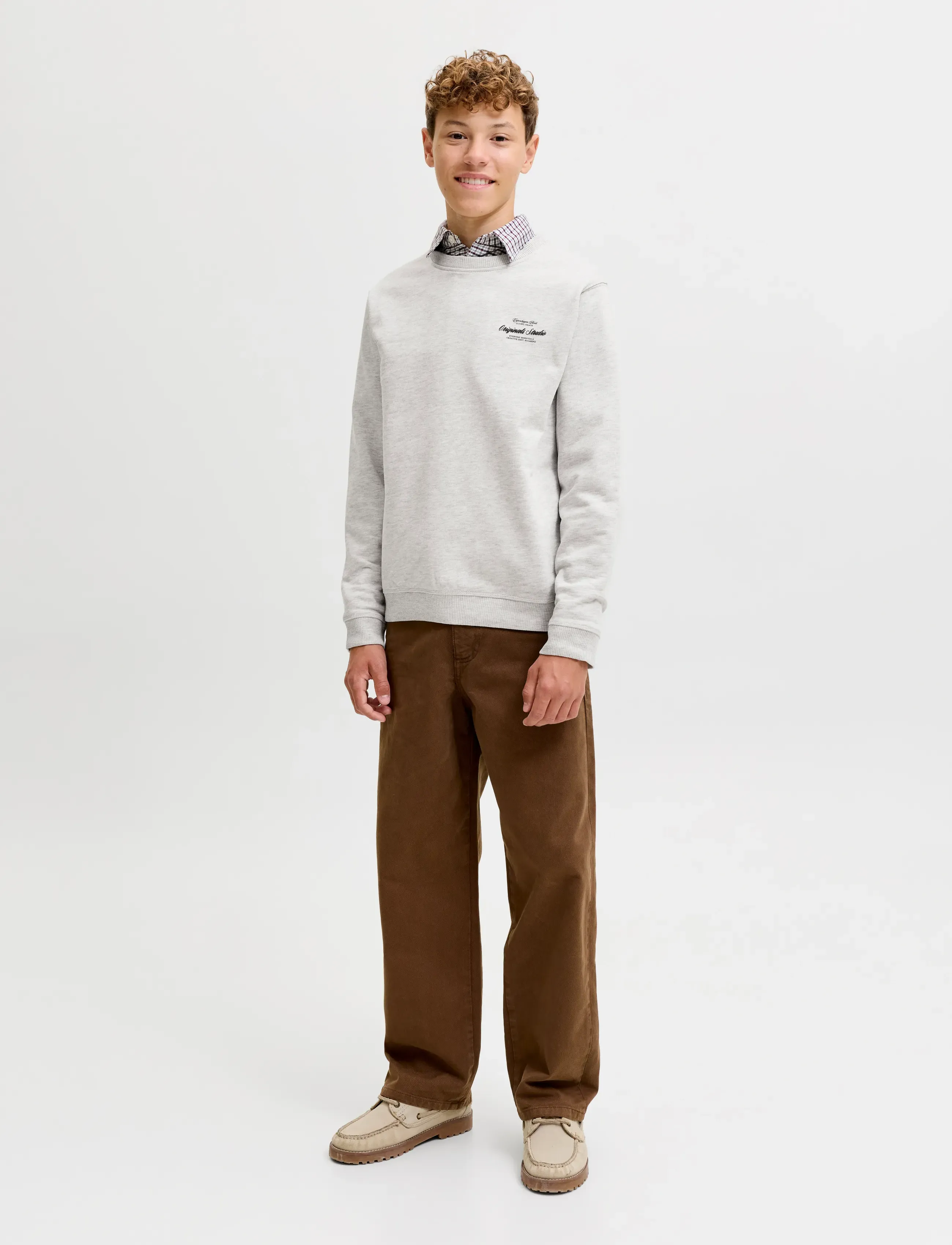 Jack & Jones - JORNORREBRO TYPO BACK SWEAT CN JNR - dressipluusid - white melange - 4