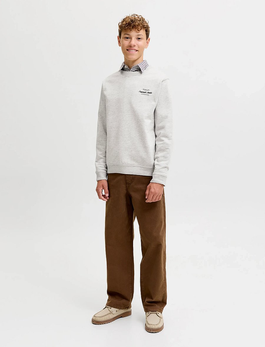 Jack & Jones - JORNORREBRO TYPO BACK SWEAT CN JNR - dressipluusid - white melange - 4