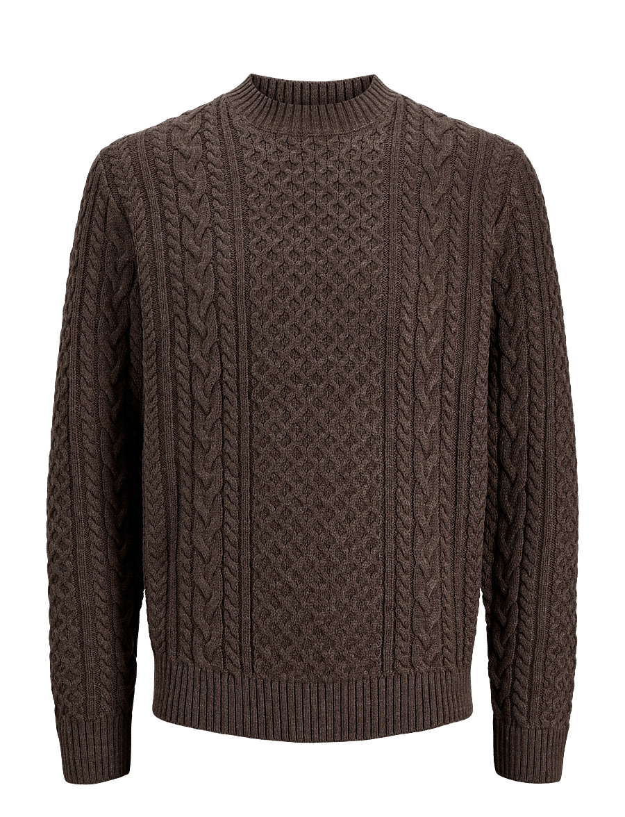 Jack & Jones - JPRBLUCALLUM CABLE KNIT CREW NECK JNR - trøjer - ganache - 0