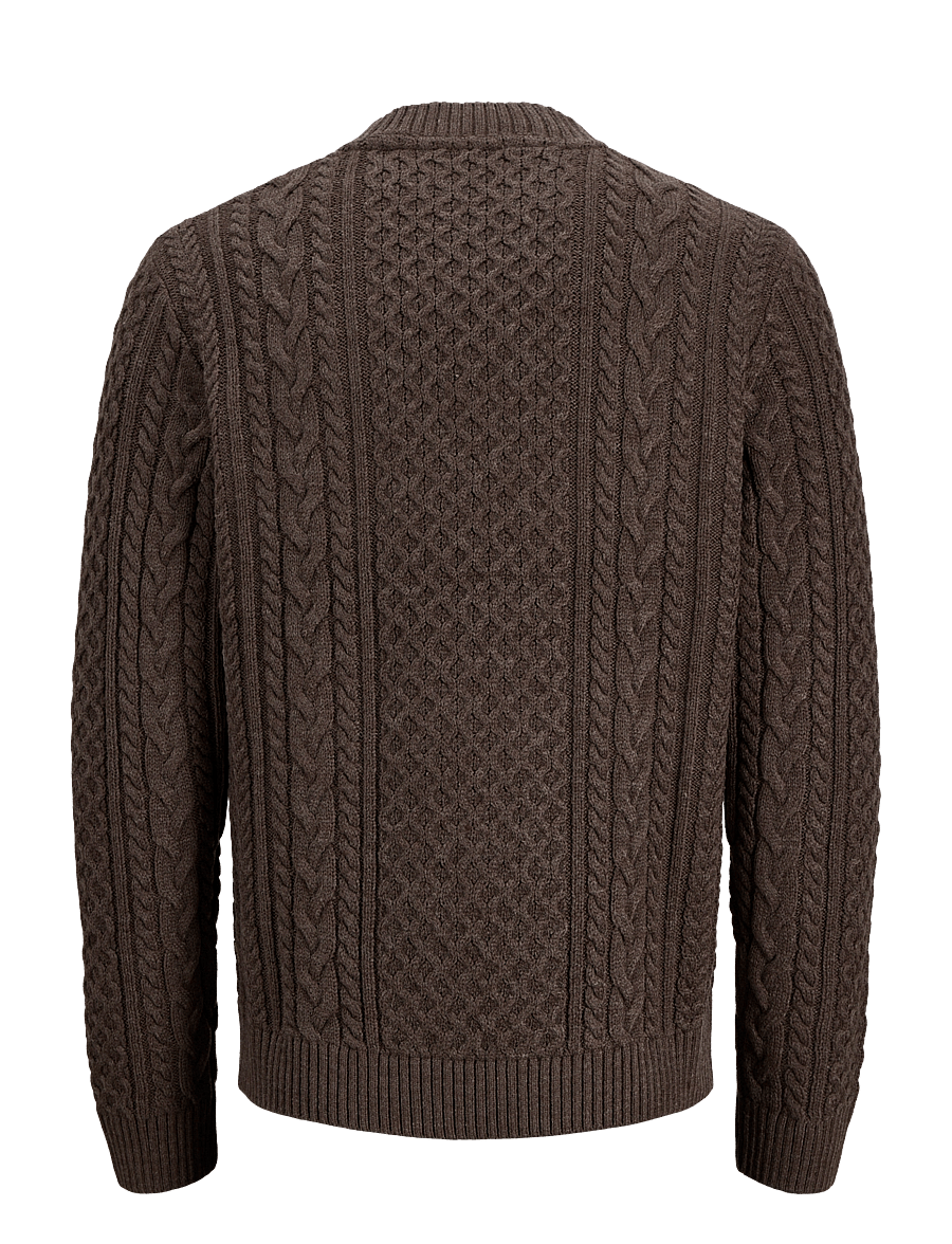 Jack & Jones - JPRBLUCALLUM CABLE KNIT CREW NECK JNR - trøjer - ganache - 1