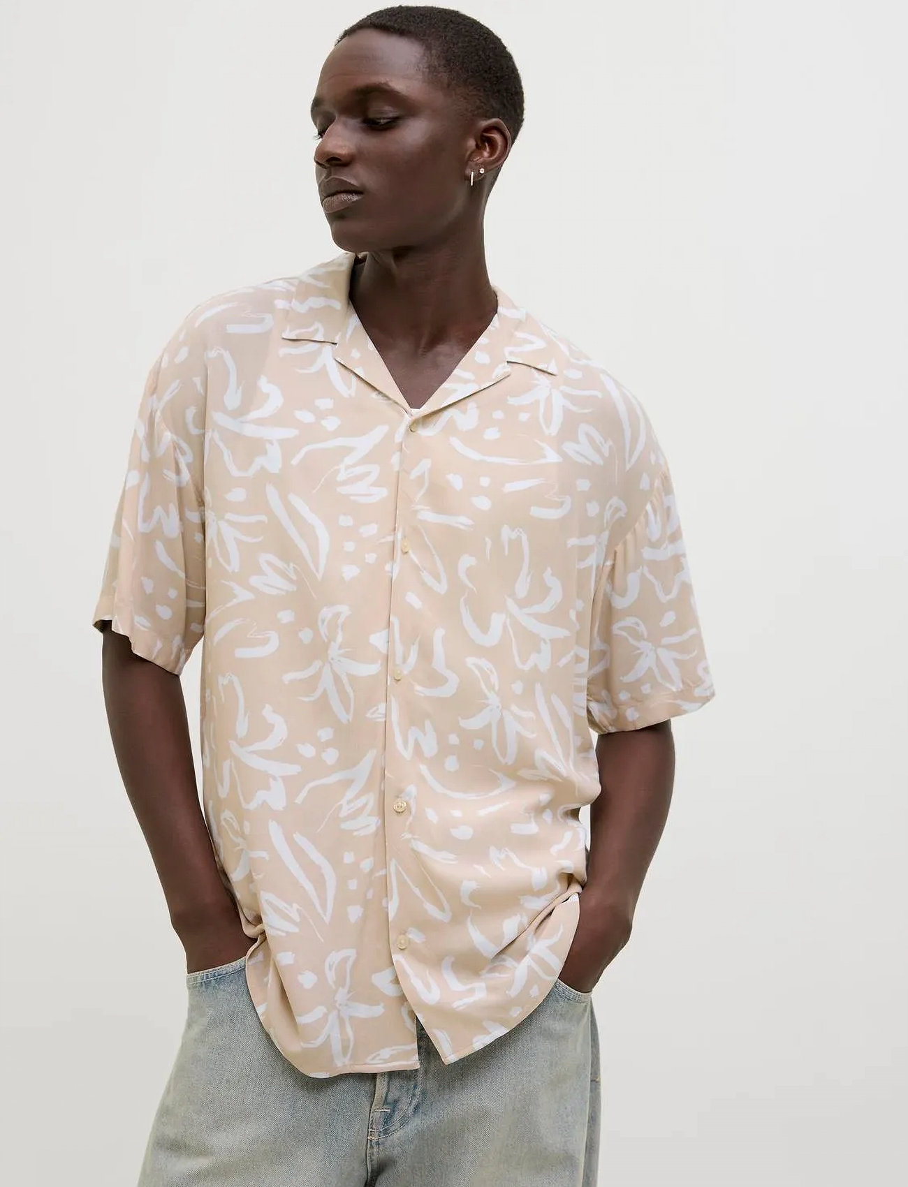 Jack & Jones Jjjeff Monochrome Resort Shirt Ss - - S 1