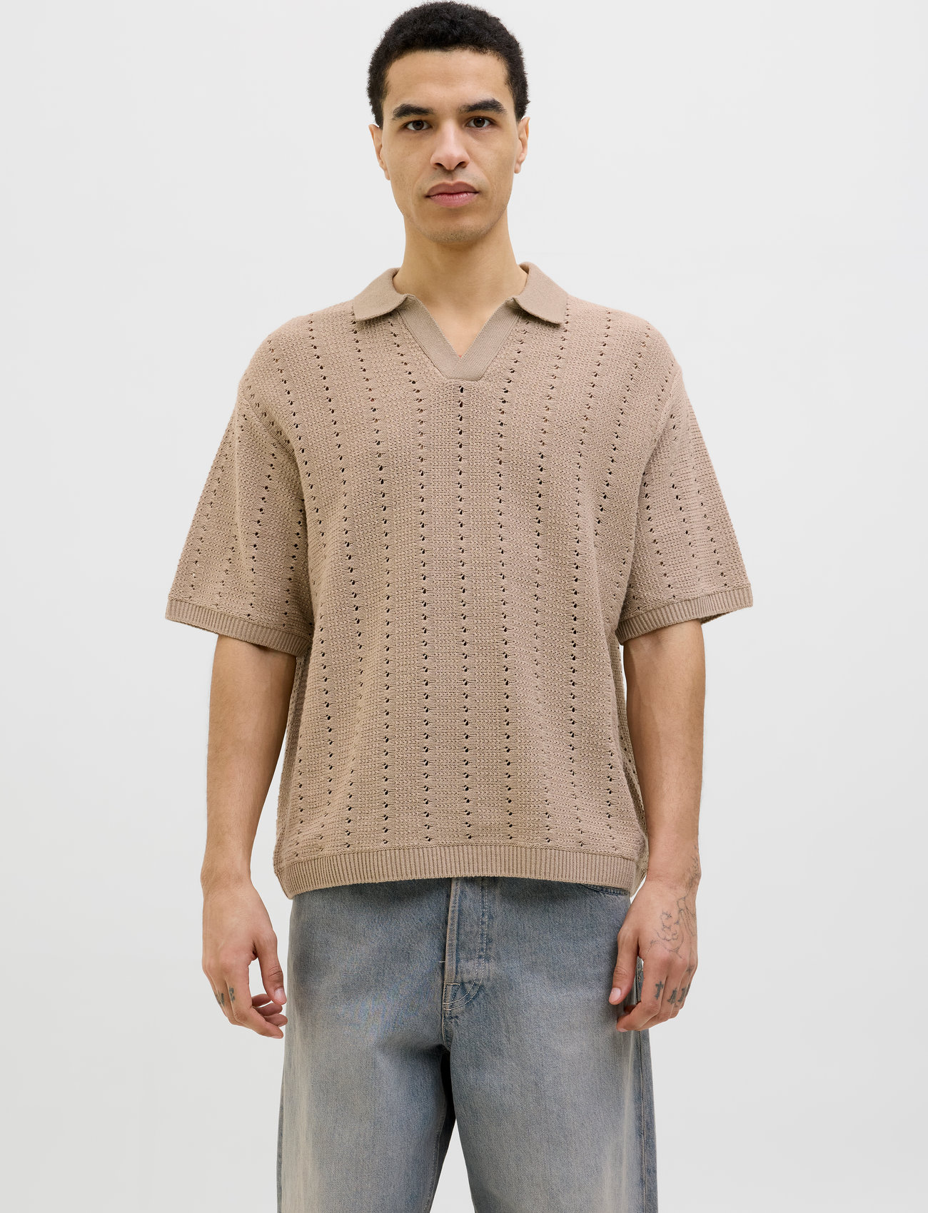 Jack & Jones Jorparos Knit Easter Ss Crochet Polo - Green - S 1