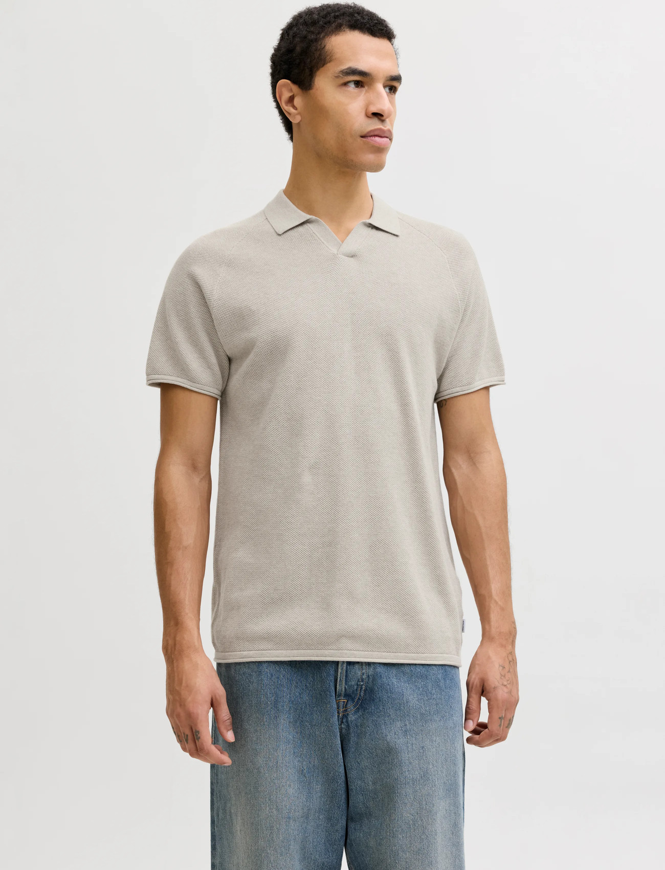 Jack & Jones Jjhill Knit Split Neck Ss26 - Khaki green - XS 2