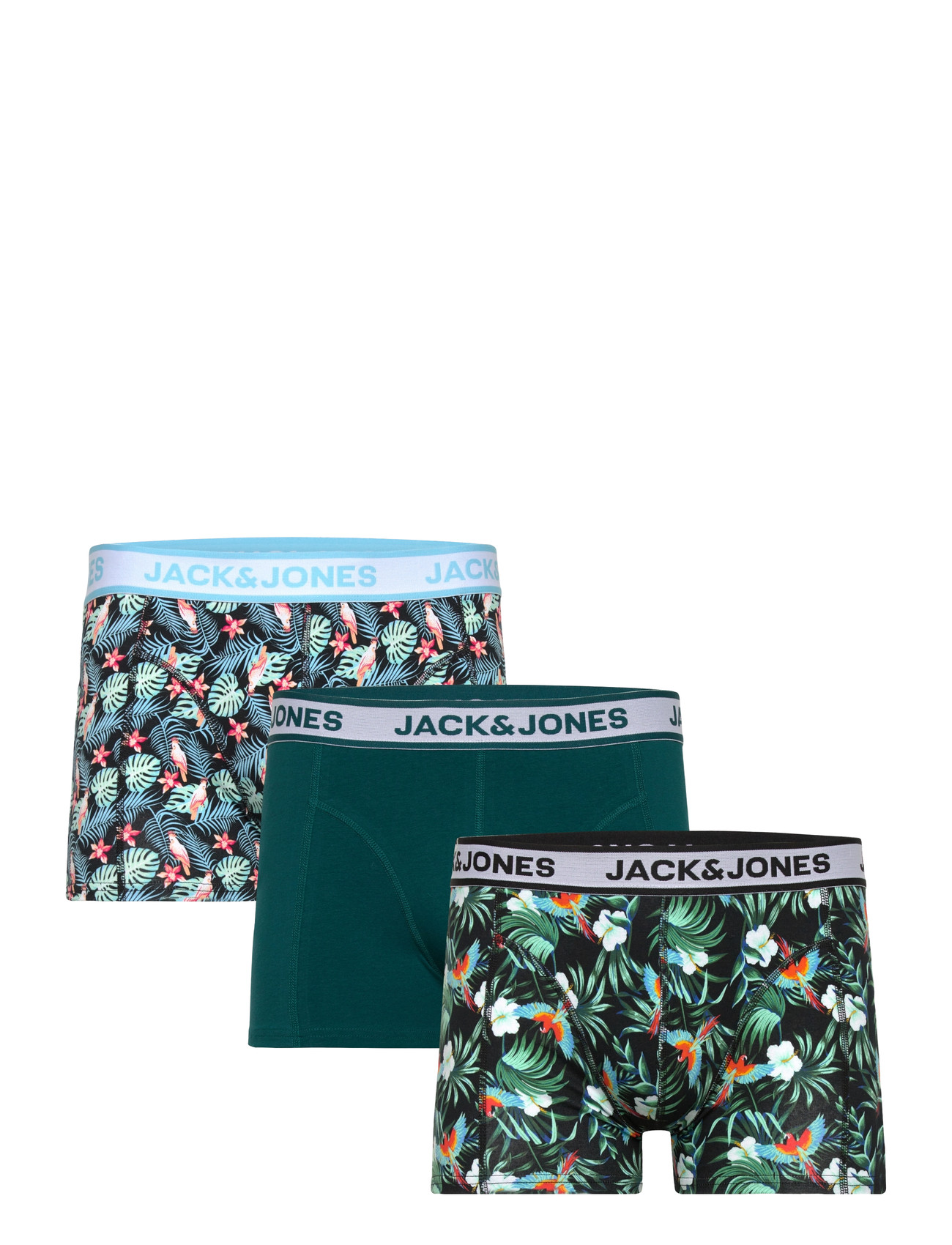 Jack & Jones Jacbird Leaves Trunks 3 Pack - Green - S