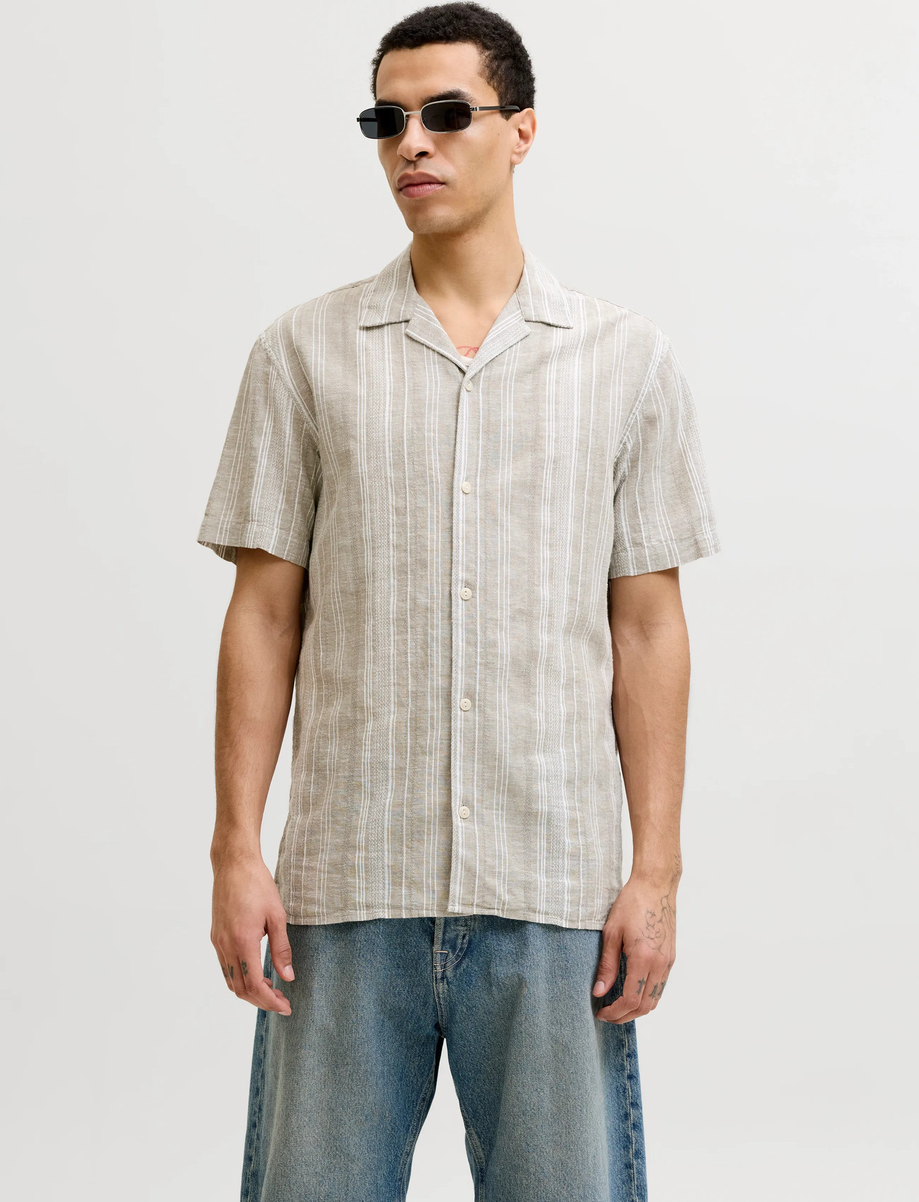 Jack & Jones Jprblusummer Lin. Blen Dobby Ss Shirt Sn - Blue - XS 1