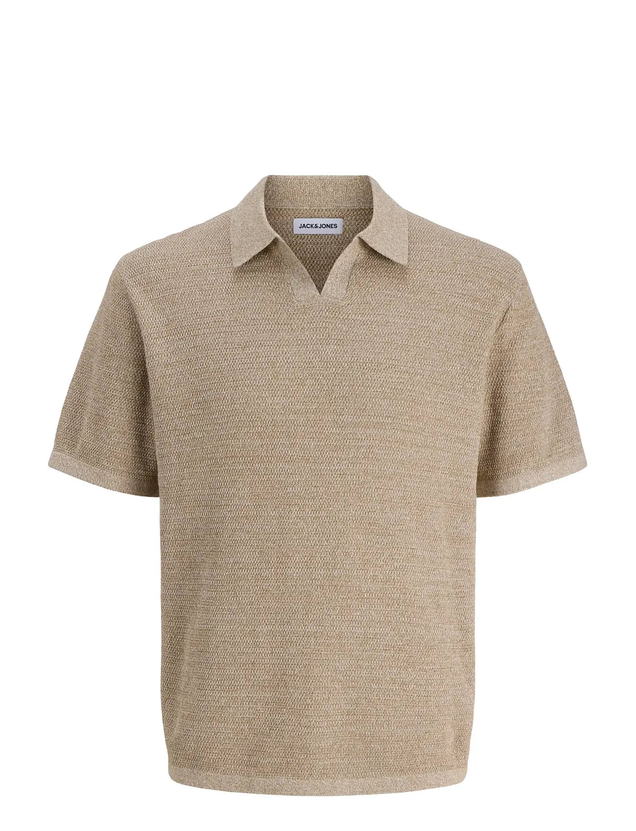 Jack & Jones Jjegeorge Knit Split Neck Ss - Beige - S 2
