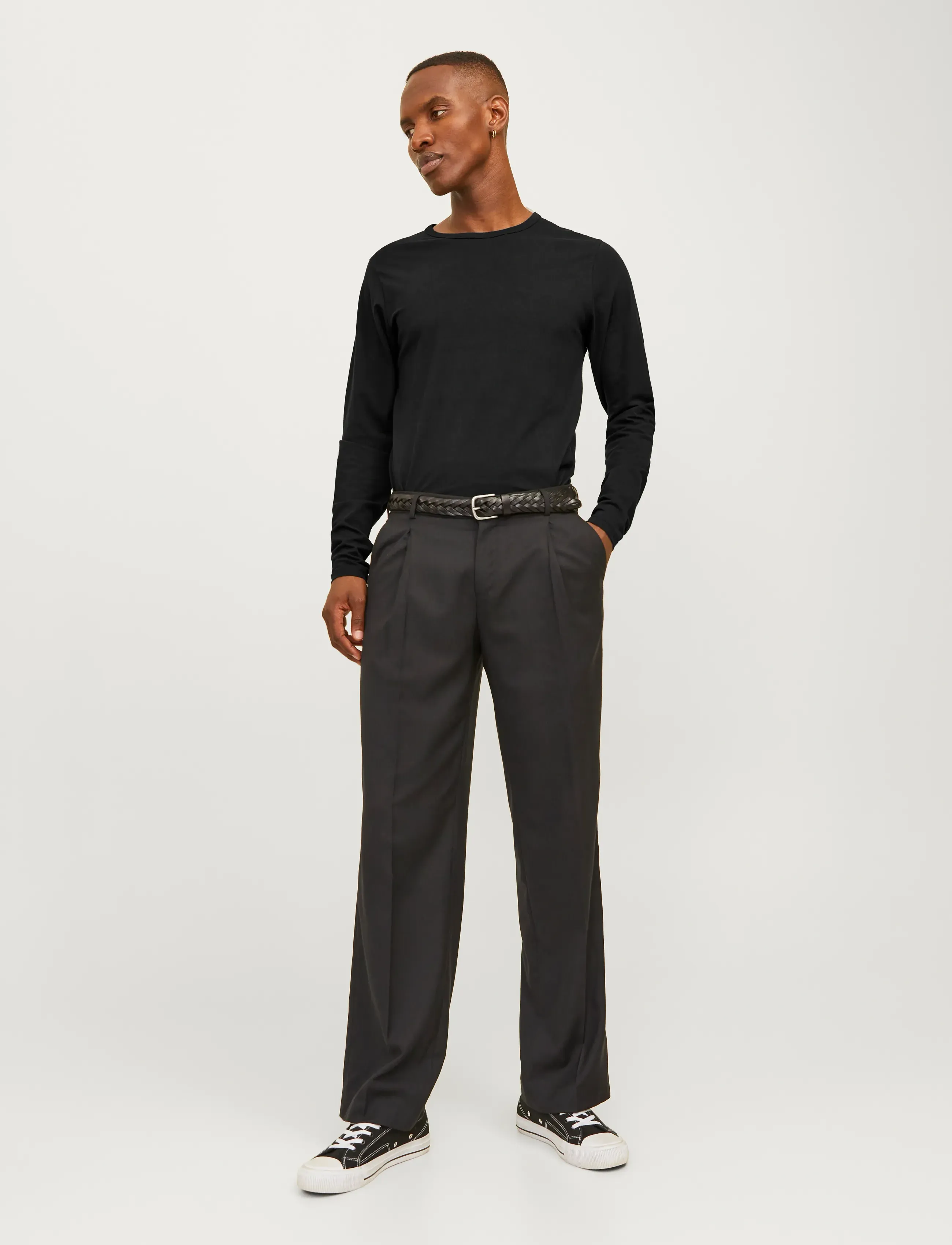 Jack & Jones JJEBASIC O-NECK TEE L/S NOOS - 4 for 3 - BLACK / black