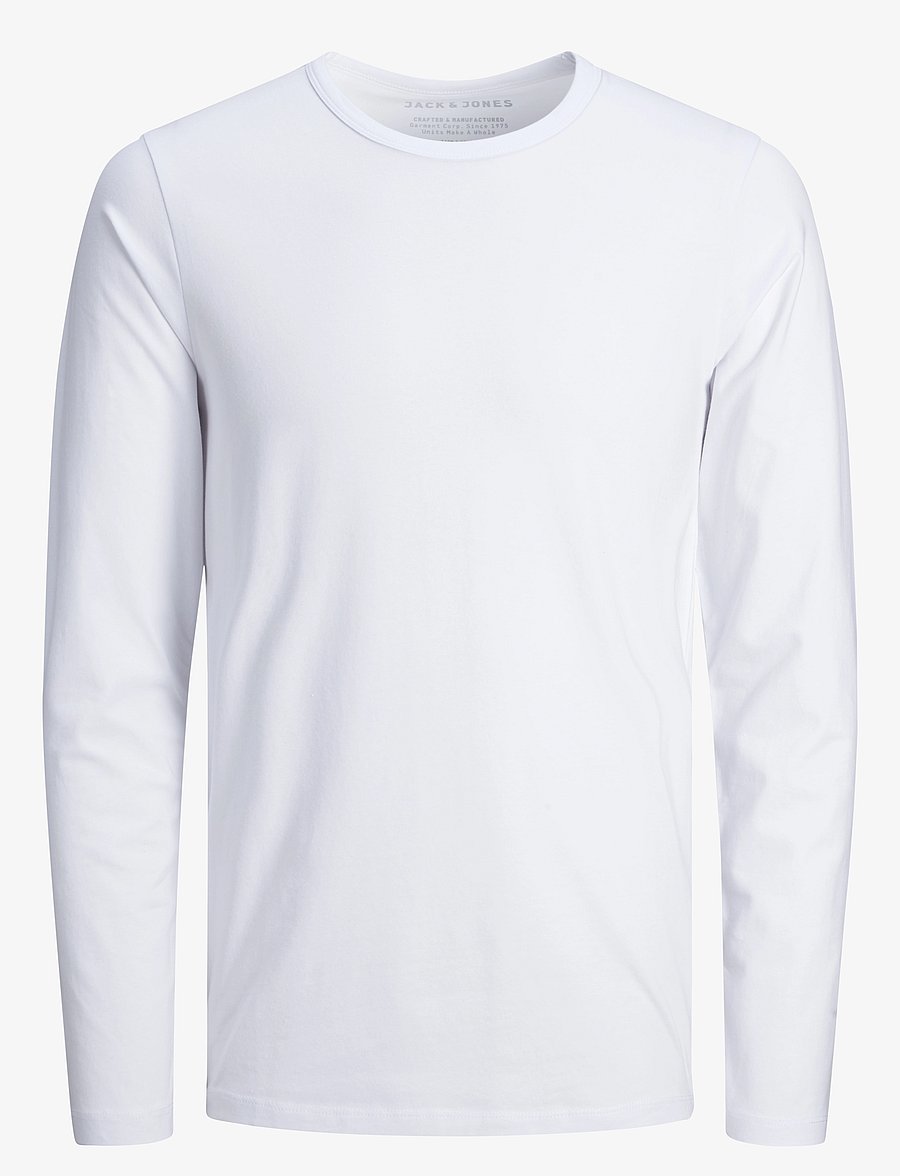 Jack & Jones - JJEBASIC O-NECK TEE L/S NOOS - long-sleeved t-shirts - opt white - 1