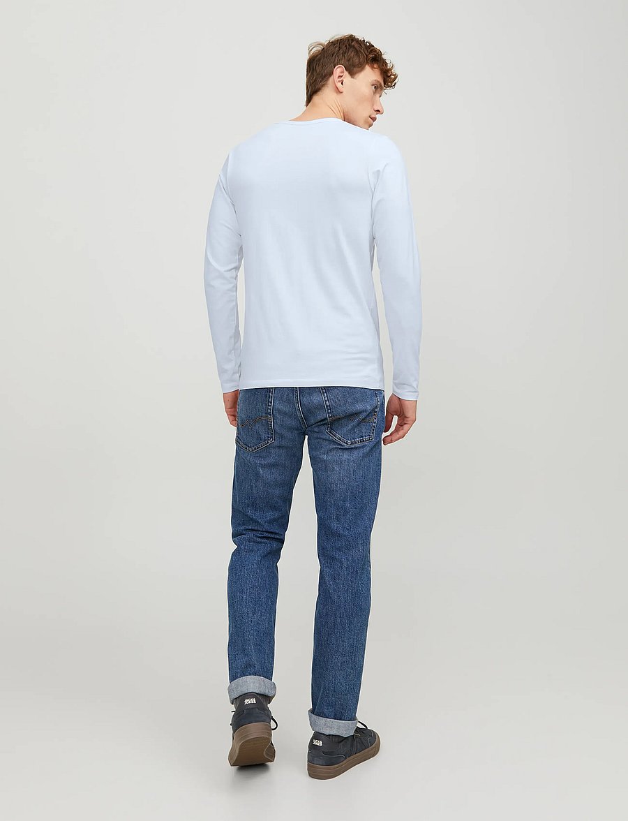 Jack & Jones - JJEBASIC O-NECK TEE L/S NOOS - long-sleeved t-shirts - opt white - 2