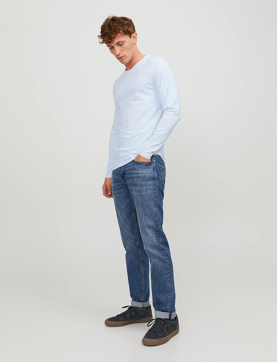 Jack & Jones - JJEBASIC O-NECK TEE L/S NOOS - long-sleeved t-shirts - opt white - 3