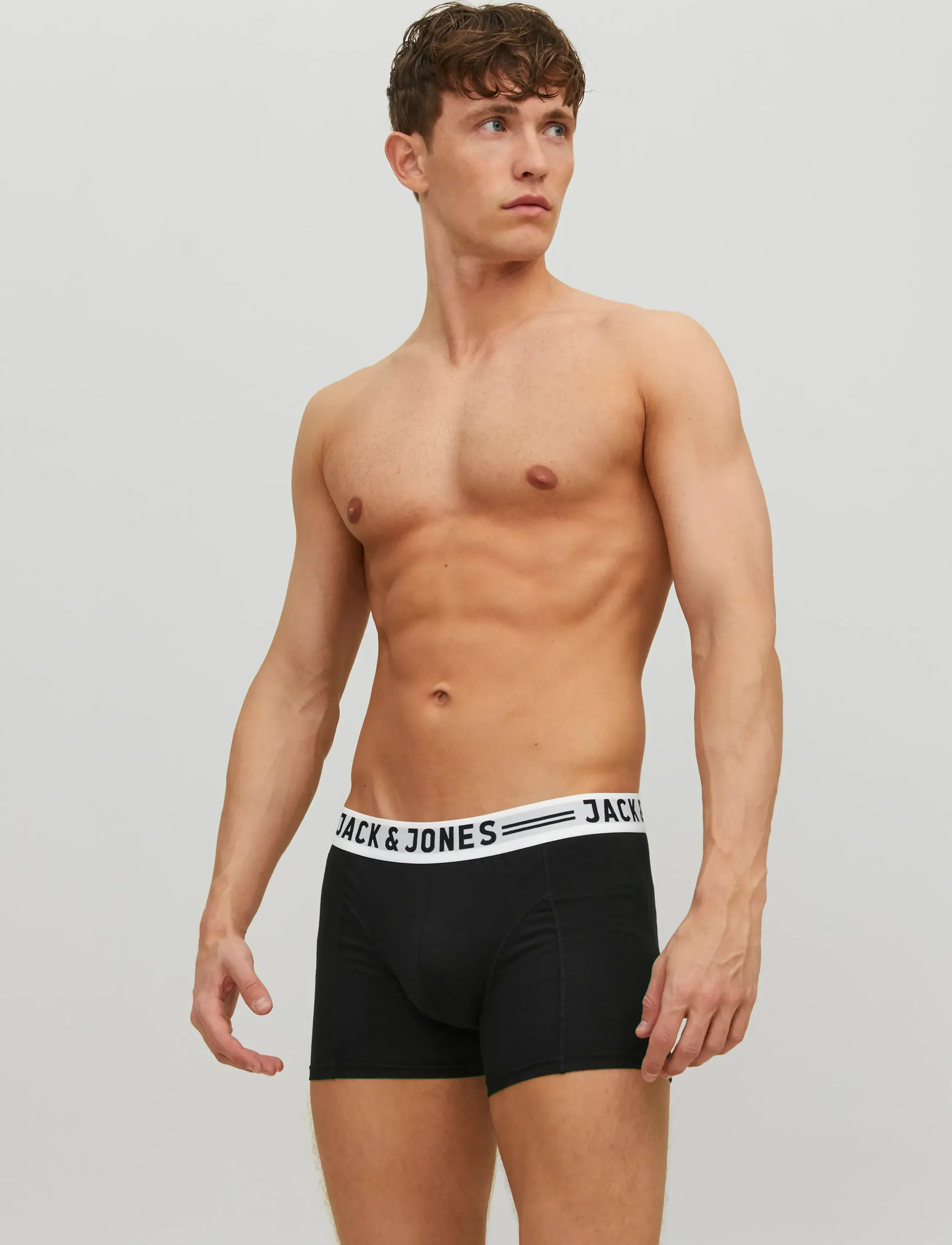 Jack & Jones SENSE TRUNKS 3-PACK NOOS - Meestele - LIGHT GREY MELANGE / white