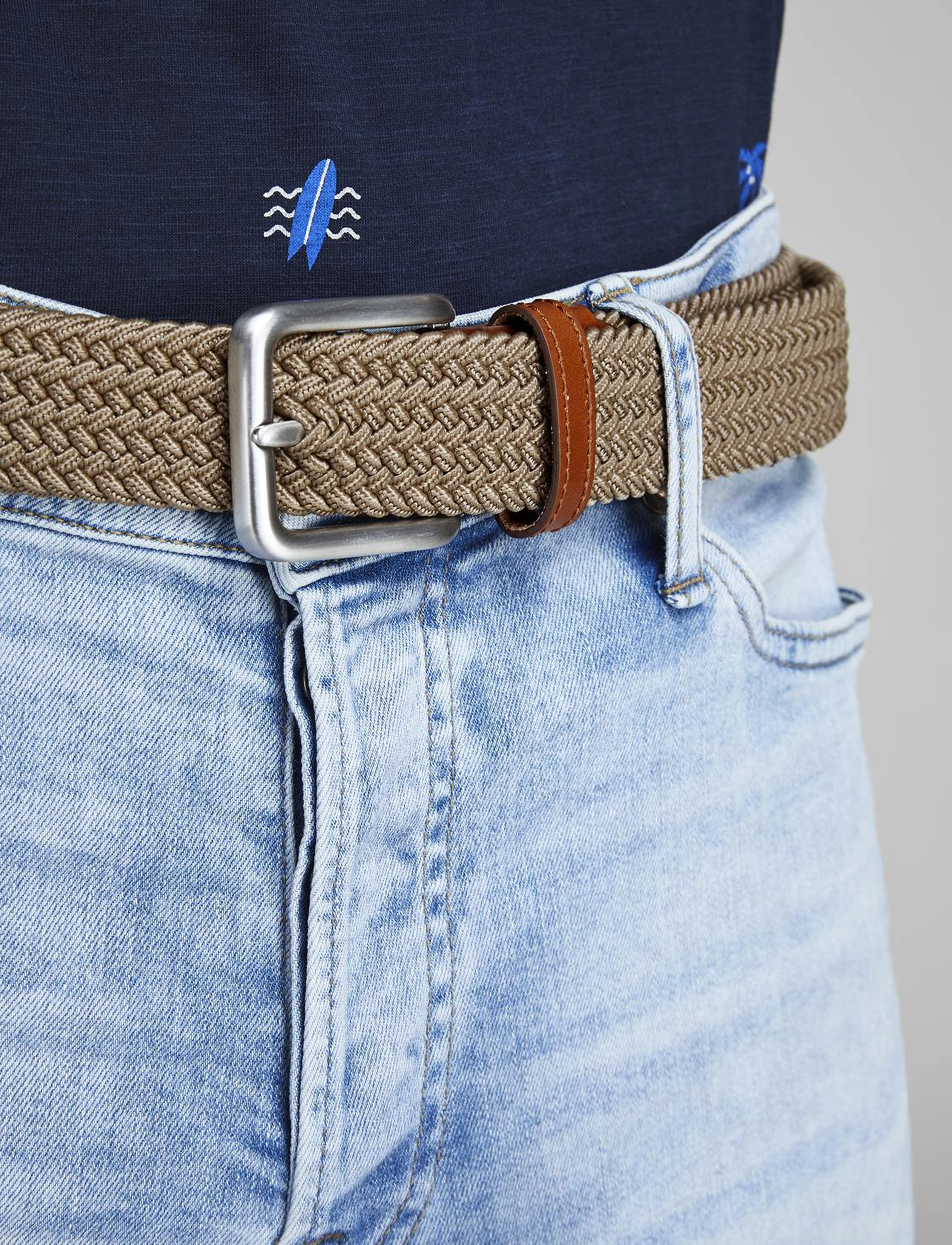 Jack & Jones Jacspring Woven Belt Noos, 105, Belts, Braun - Braided Belt, Männerswear