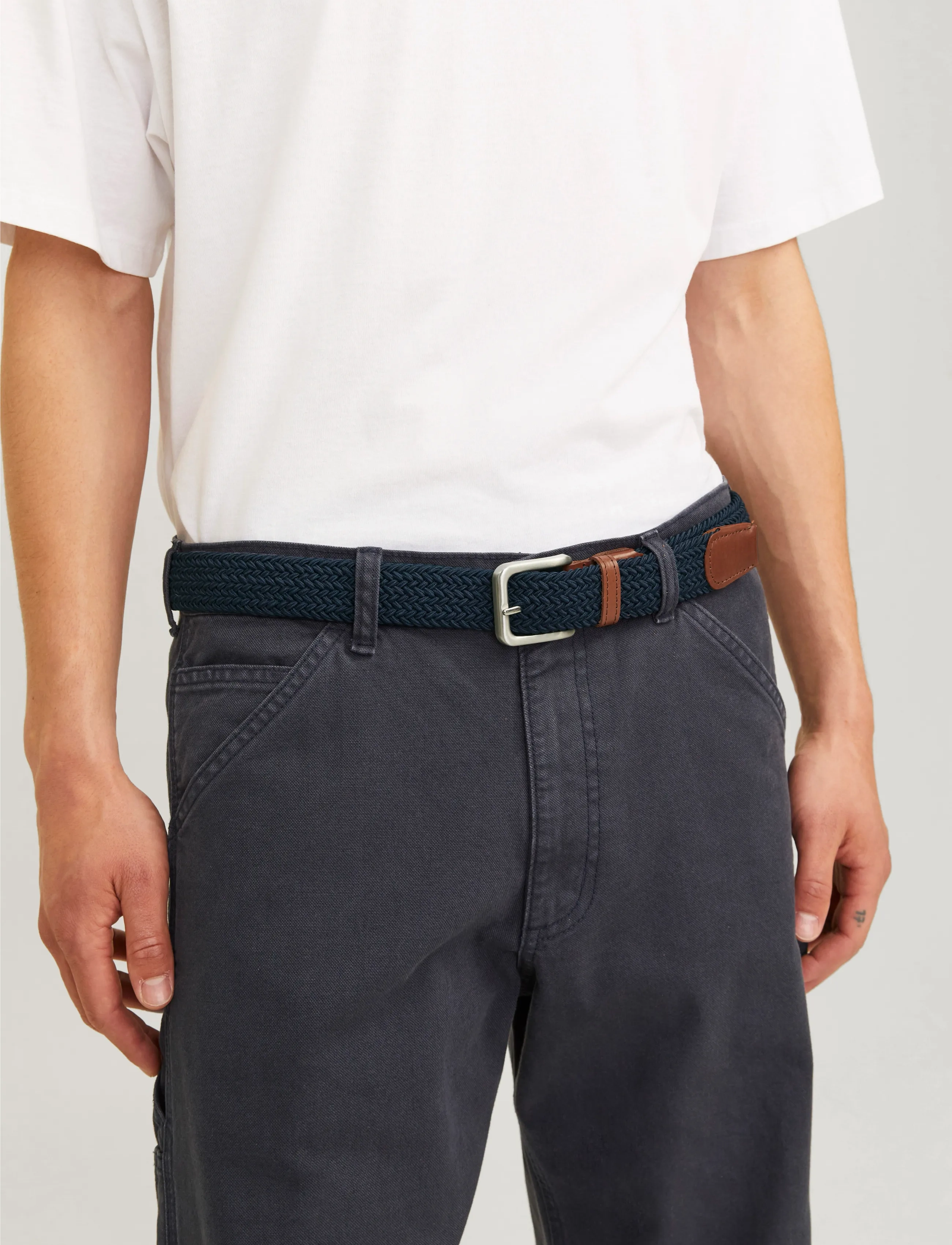 Jack & Jones Jacspring Woven Belt Noos, 90, Belts, Marineblau - Braided Belt, Männerswear