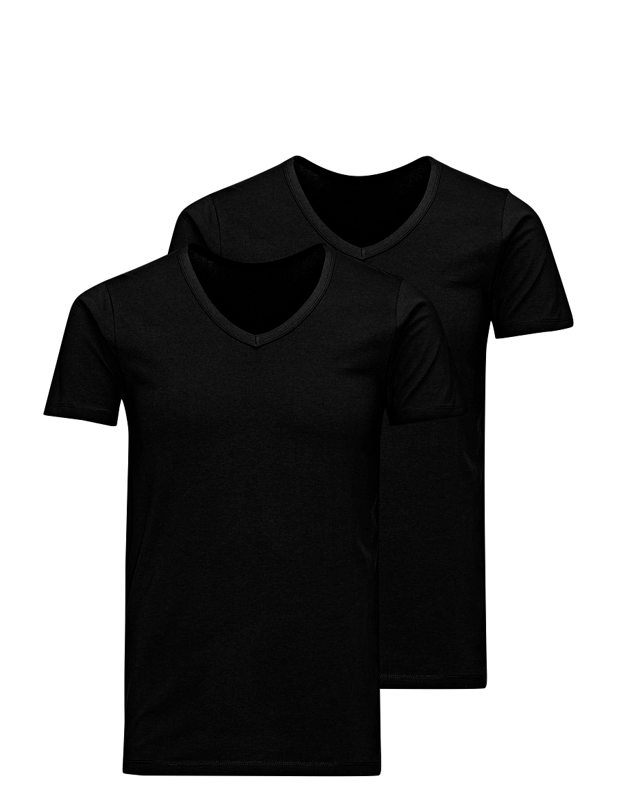 Jack & Jones - JACBASIC V-NECK TEE SS 2 PACK NOOS - pyjama tops - black - 1