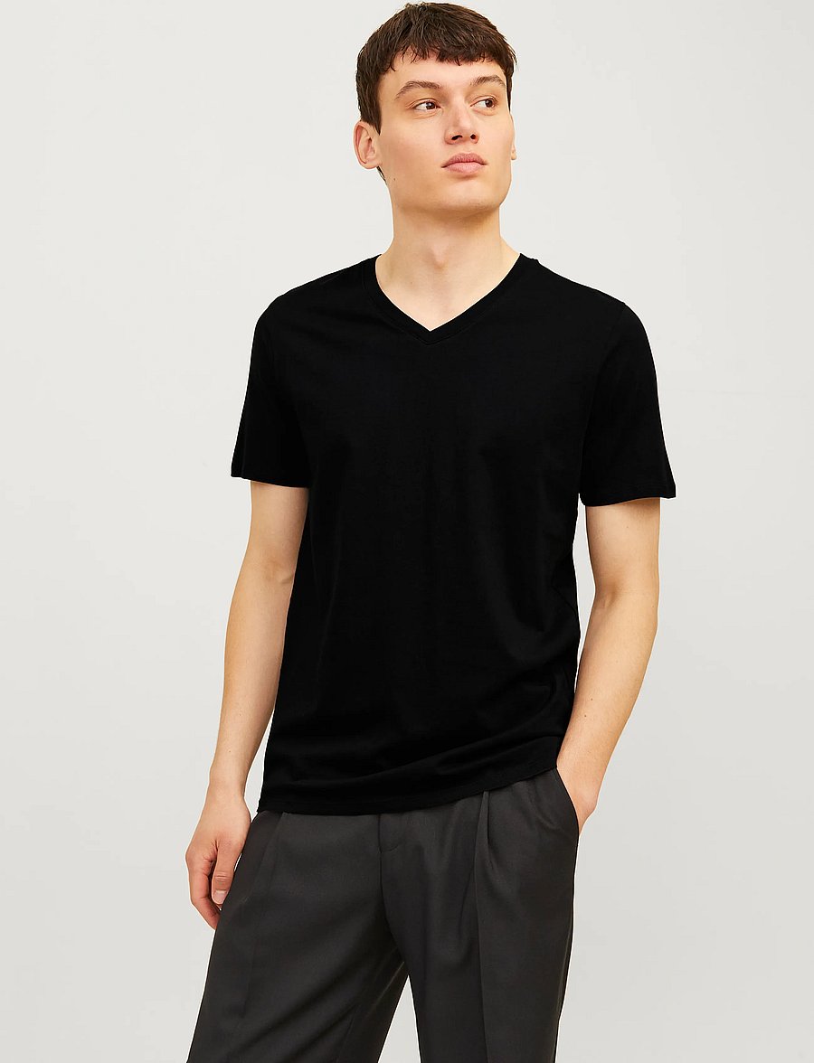 Jack & Jones - JACBASIC V-NECK TEE SS 2 PACK NOOS - pyjama tops - black - 0
