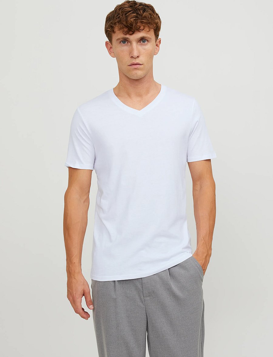 Jack & Jones - JACBASIC V-NECK TEE SS 2 PACK NOOS - white - 0