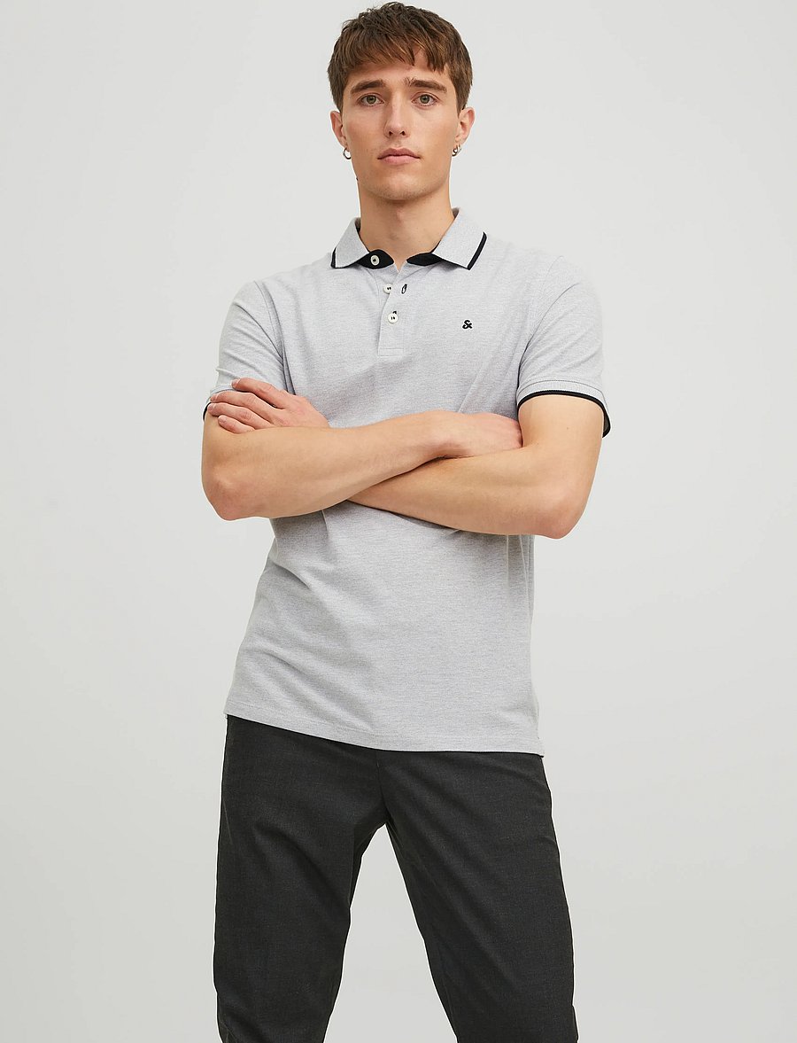 Jack & Jones - JJEPAULOS POLO SS NOOS - kurzärmelig - light grey melange - 0