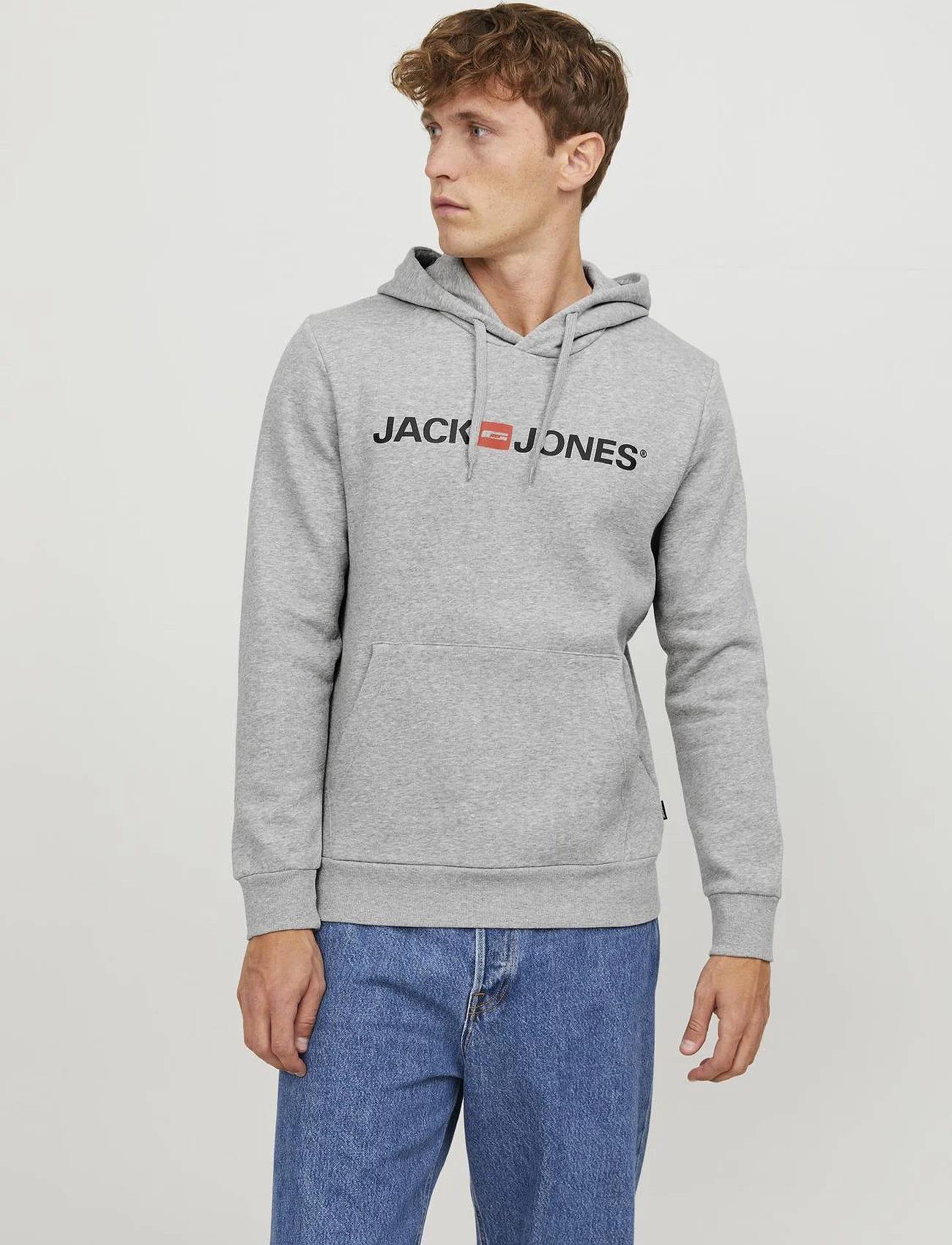 Jack & Jones - JJECORP OLD LOGO SWEAT HOOD NOOS - de laveste prisene - light grey melange - 1