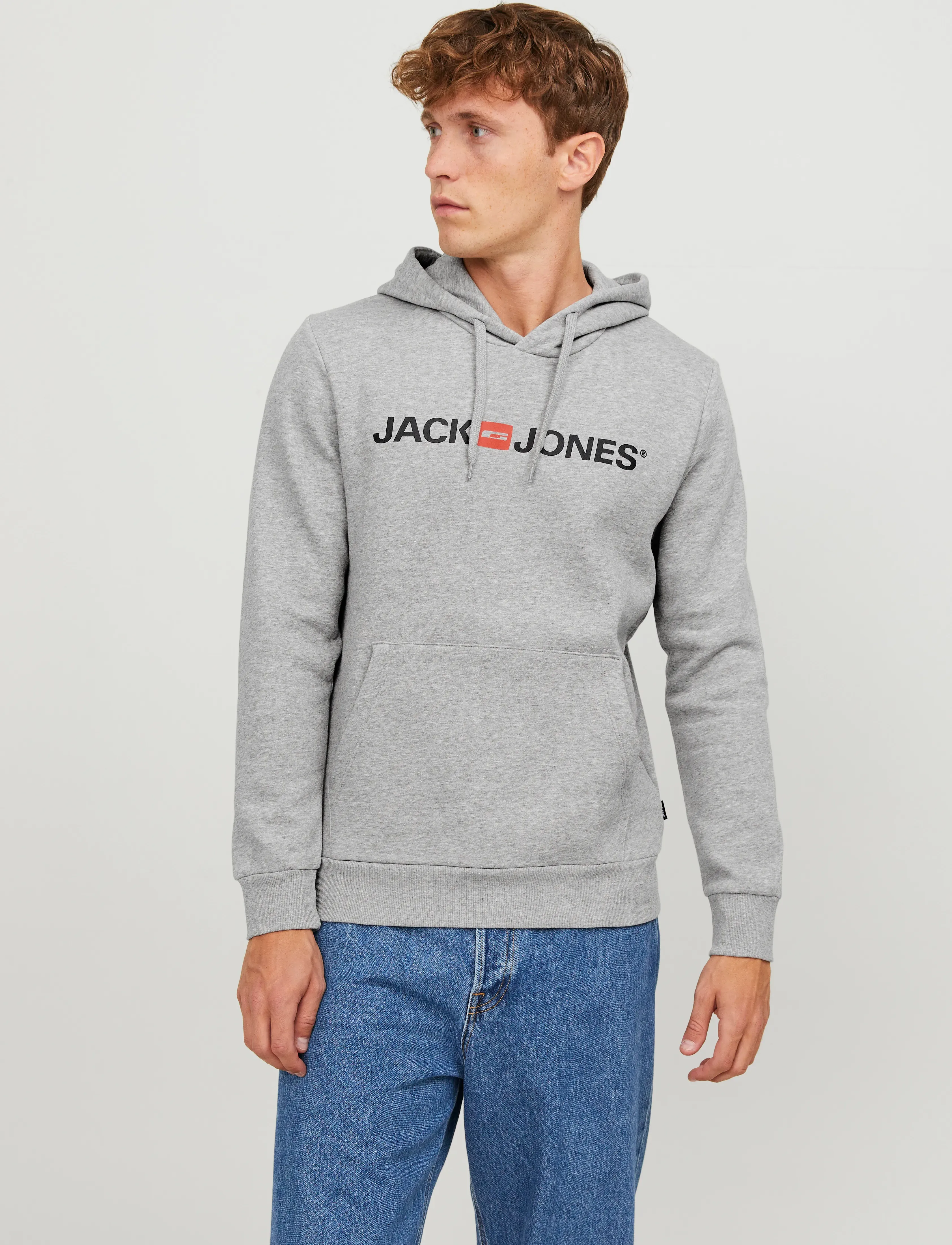 Jack & Jones JJECORP OLD LOGO SWEAT HOOD NOOS - Kapuzenpullover - LIGHT GREY MELANGE / grey