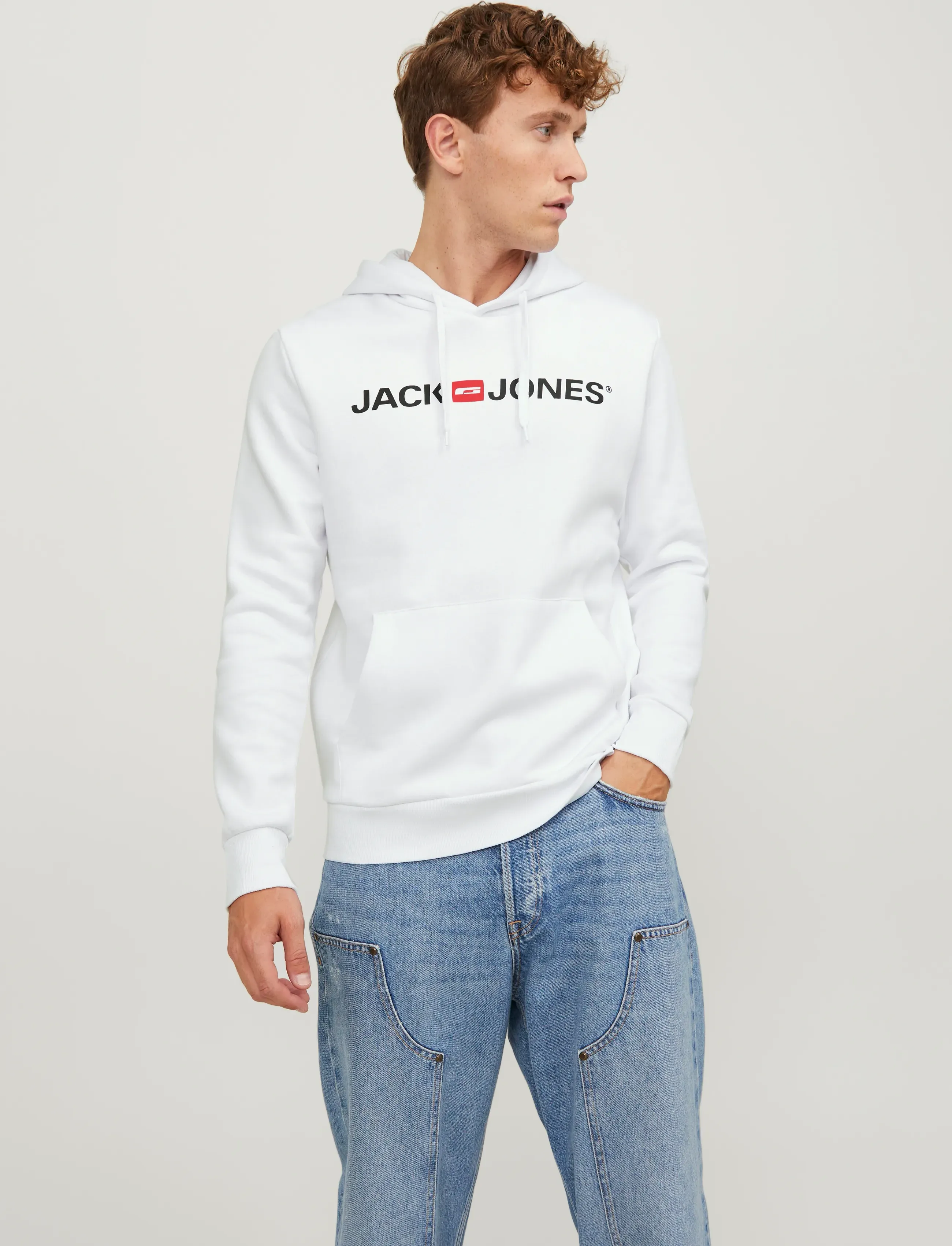 Jack & Jones Jjecorp Old Logo Sweat Hood Noos, XS, White, Sweatshirts & Hættetrøjer > Hættetrøjer, Herre