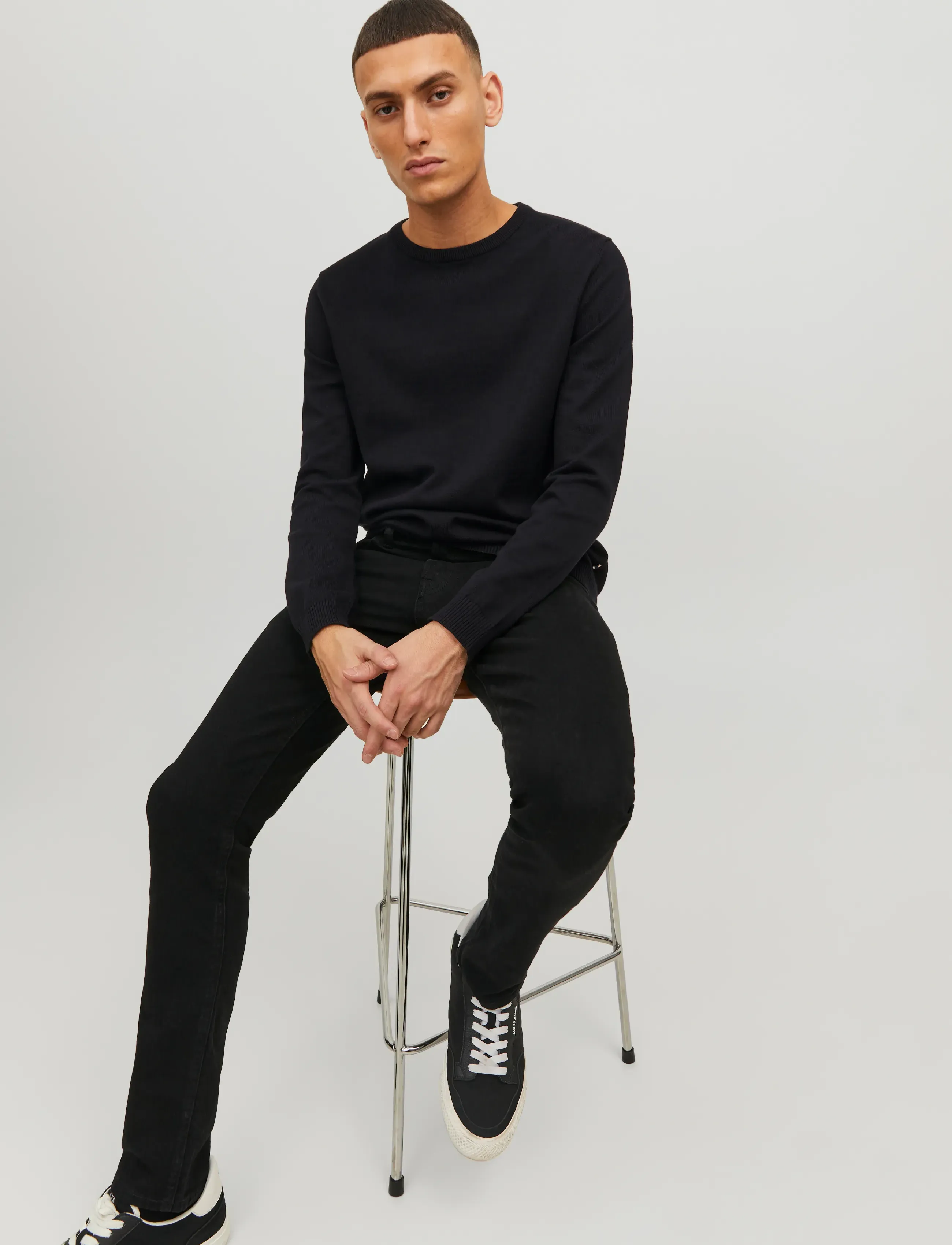 Jack & Jones JJEBASIC KNIT CREW NECK NOOS - Strickmode - BLACK / black