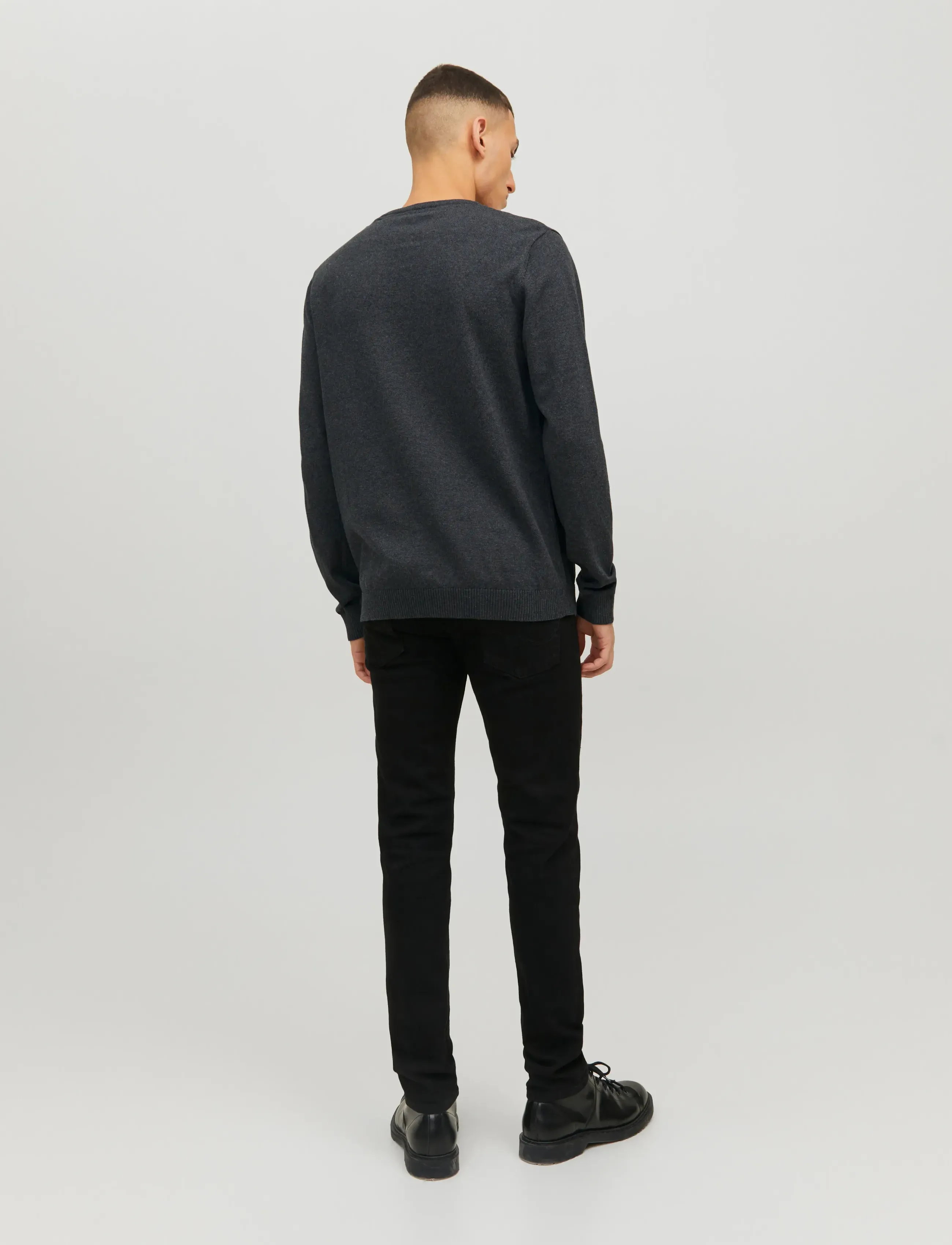 Jack & Jones - JJEBASIC KNIT CREW NECK NOOS - rundhals - dark grey melange - 3