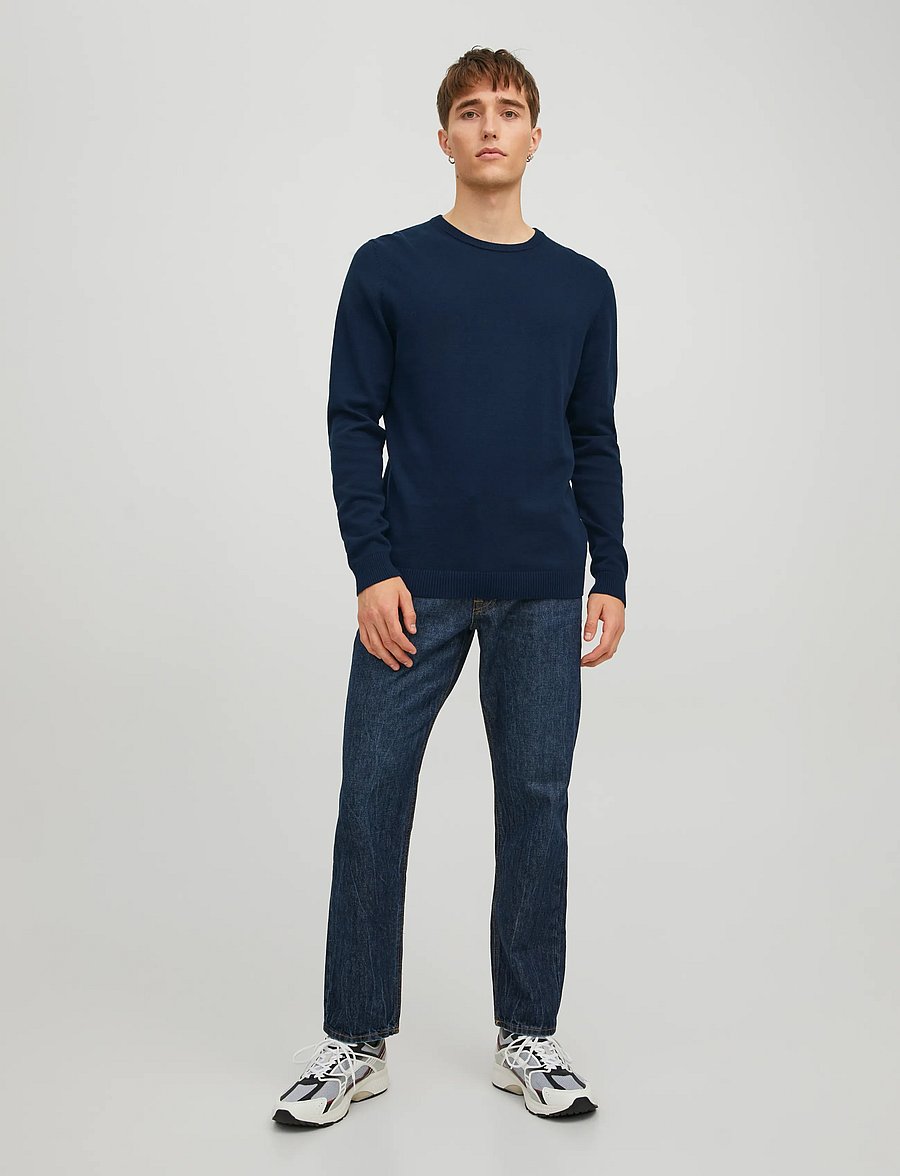 Jack & Jones - JJEBASIC KNIT CREW NECK NOOS - round necks - navy blazer - 4